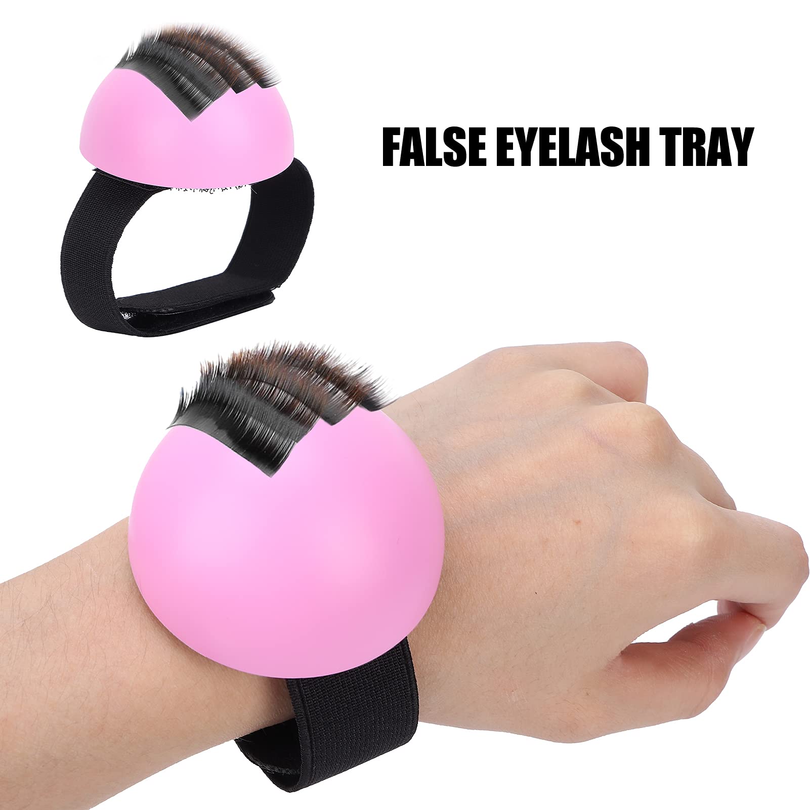 Agatige False Eyelash Extension Tools, Eyelash Tool with Wrist Band, Plastic, Pink, Includes Eyelash Root Divider & Wrist Band - Image 3