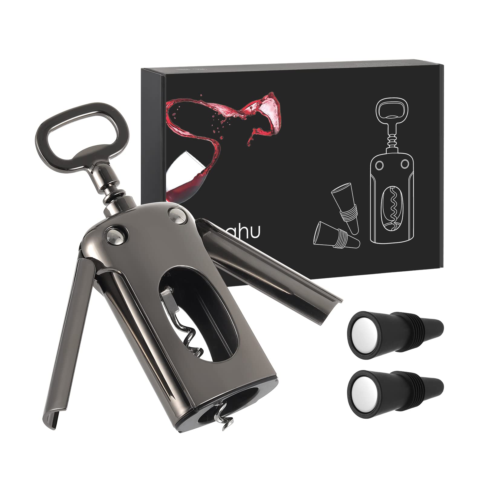 Buy Vzaahu Wing Corkscrew with Premium Stopper, Wine Bottle Opener for