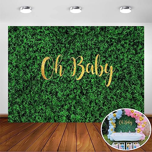 Avezano Oh Baby Green Leaves Backdrop for Baby Shower Decoration 7x5ft Greenery Nature Spring Safari Rustic Lawn Pregnancy Party Gender Reveal Birthday Party Banner Photoshoot Background