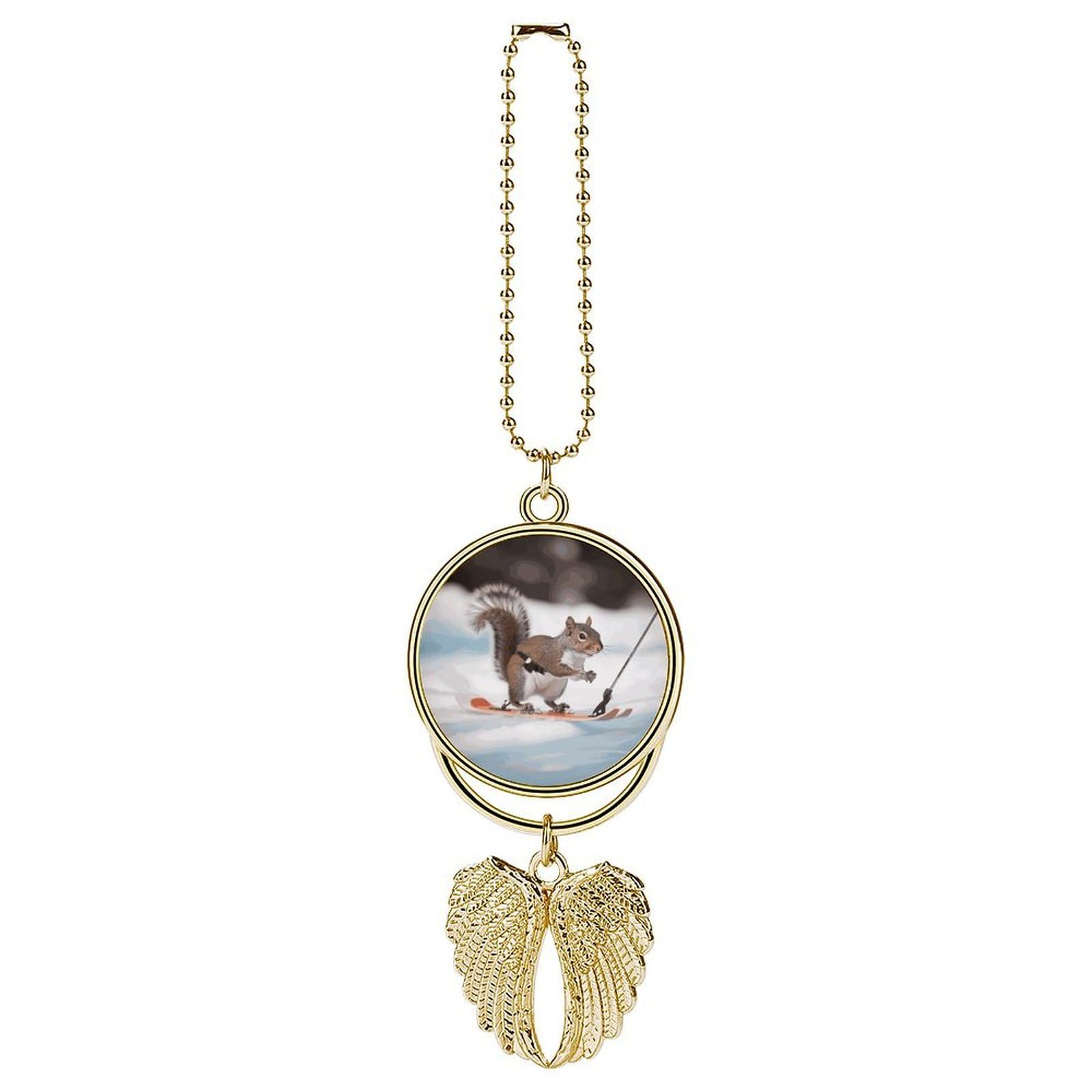 Skiing Squirrel Car Pendant Hanging Swing Auto Rear View Mirror Hanging Car Rear View Mirror Charm Truck Hanger Ornament Charm for Car Rear View Mirrors Accessories