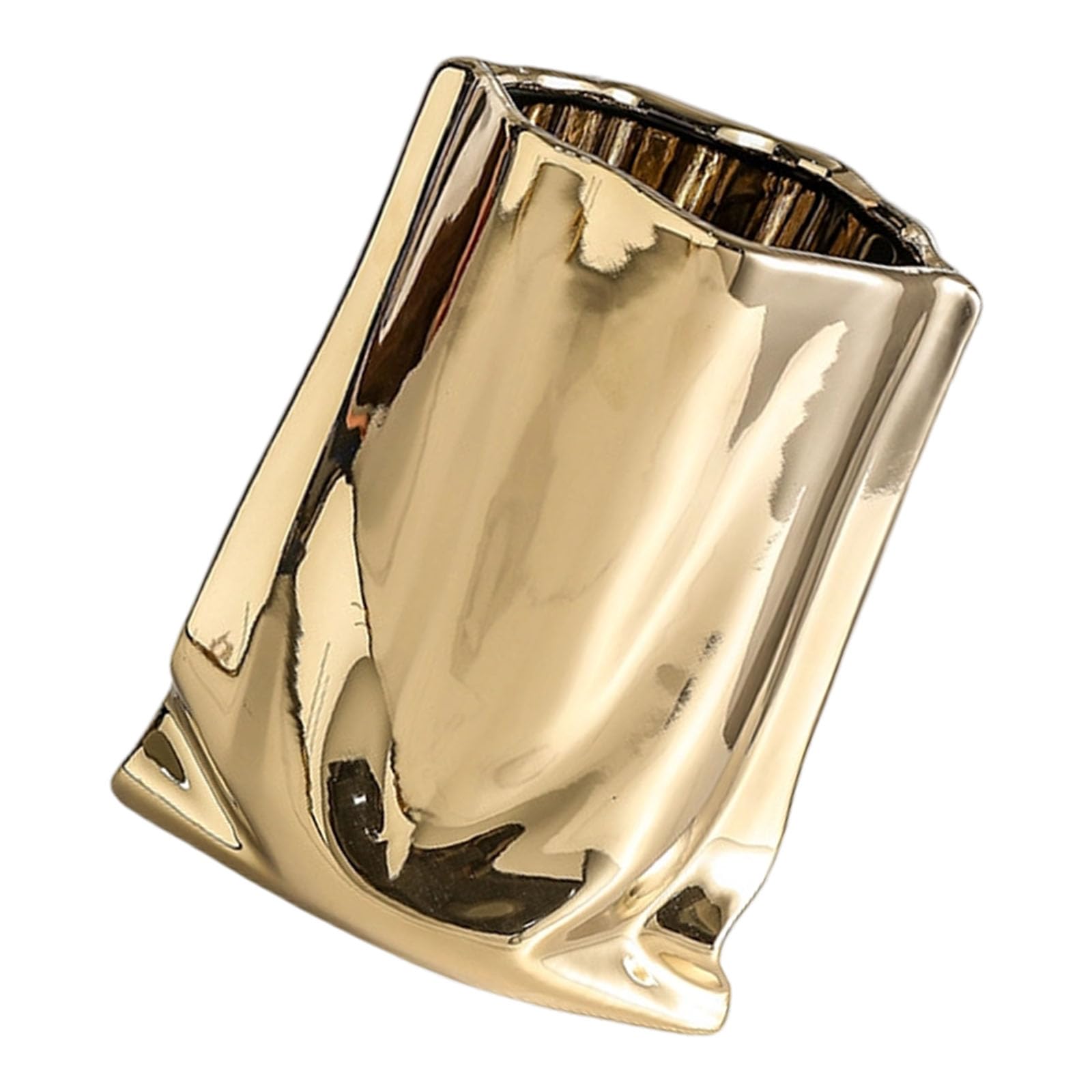 Hsioluted Artistic Electroplated Pleated Flower Container Home Decoration for Hydroponic Plant and Dried Flower Arrangements Plant Holder