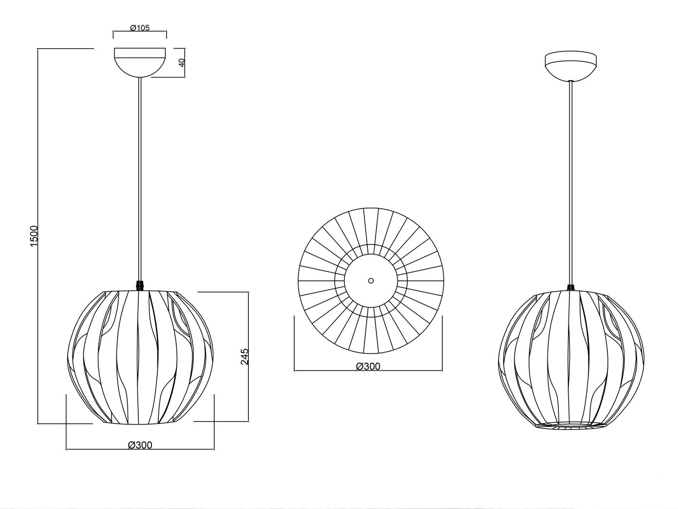 Ściemniana lampa wisząca LED kula 1 źródło światła tworzywo sztuczne białe/przezroczyste, Ø 30 cm