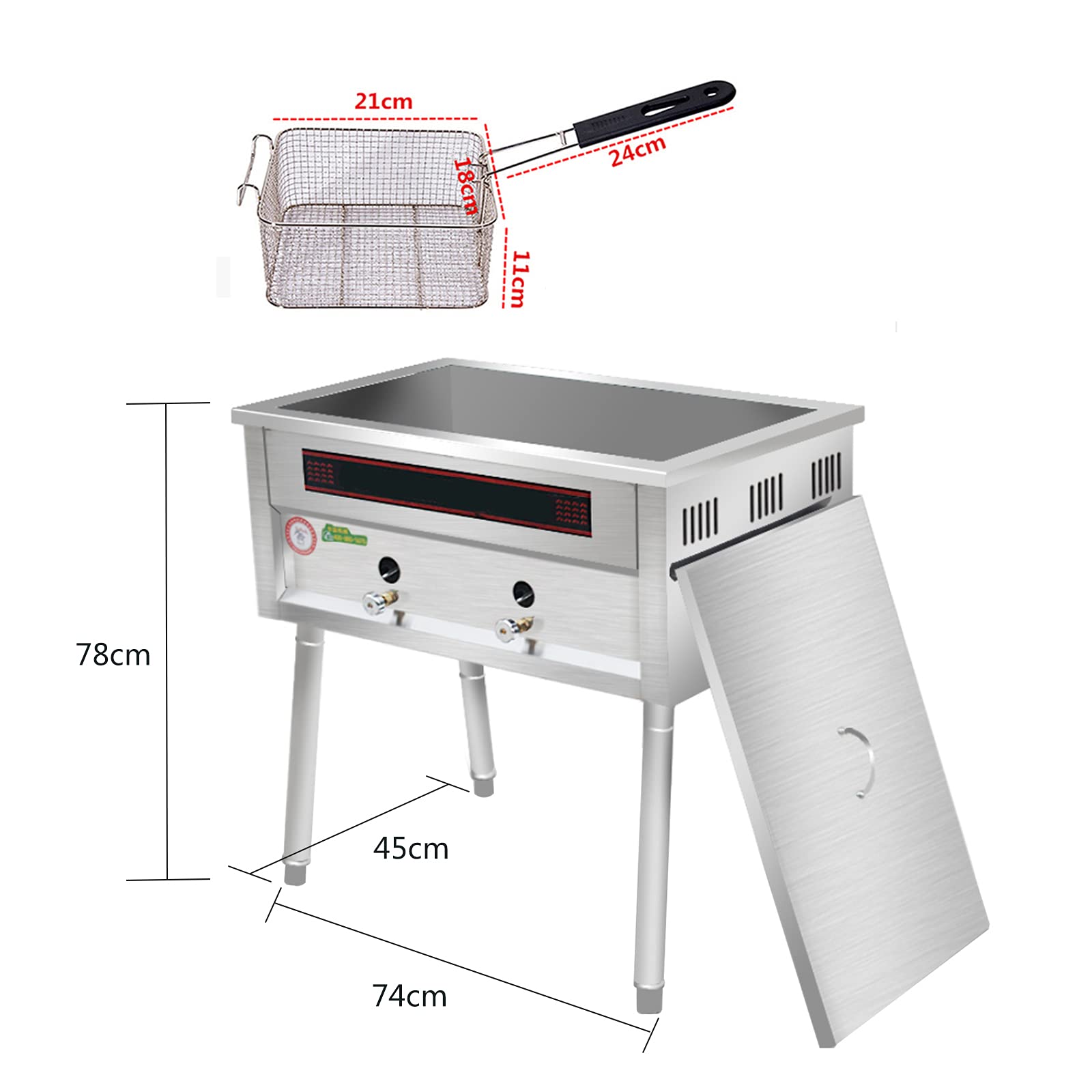 Freidora de Gas Vertical multifunción, Tanque de Alta Capacidad de 40 L, freidora de Acero Inoxidable con Cubierta de Cuchara para freidora de Restaurante Comercial (Juego de friteuse de Gas