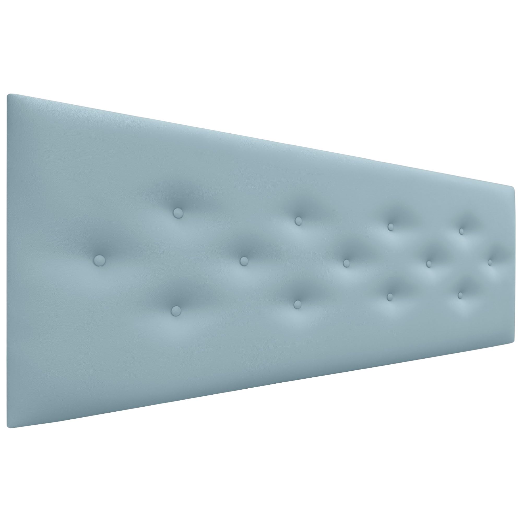 DHOME Cabecero de Polipiel o Tela ACUALINE con 3 Hileras Intercaladas de Botones Cabezal Tapizado Cama Lujo (Polipiel Celeste, 135cm)