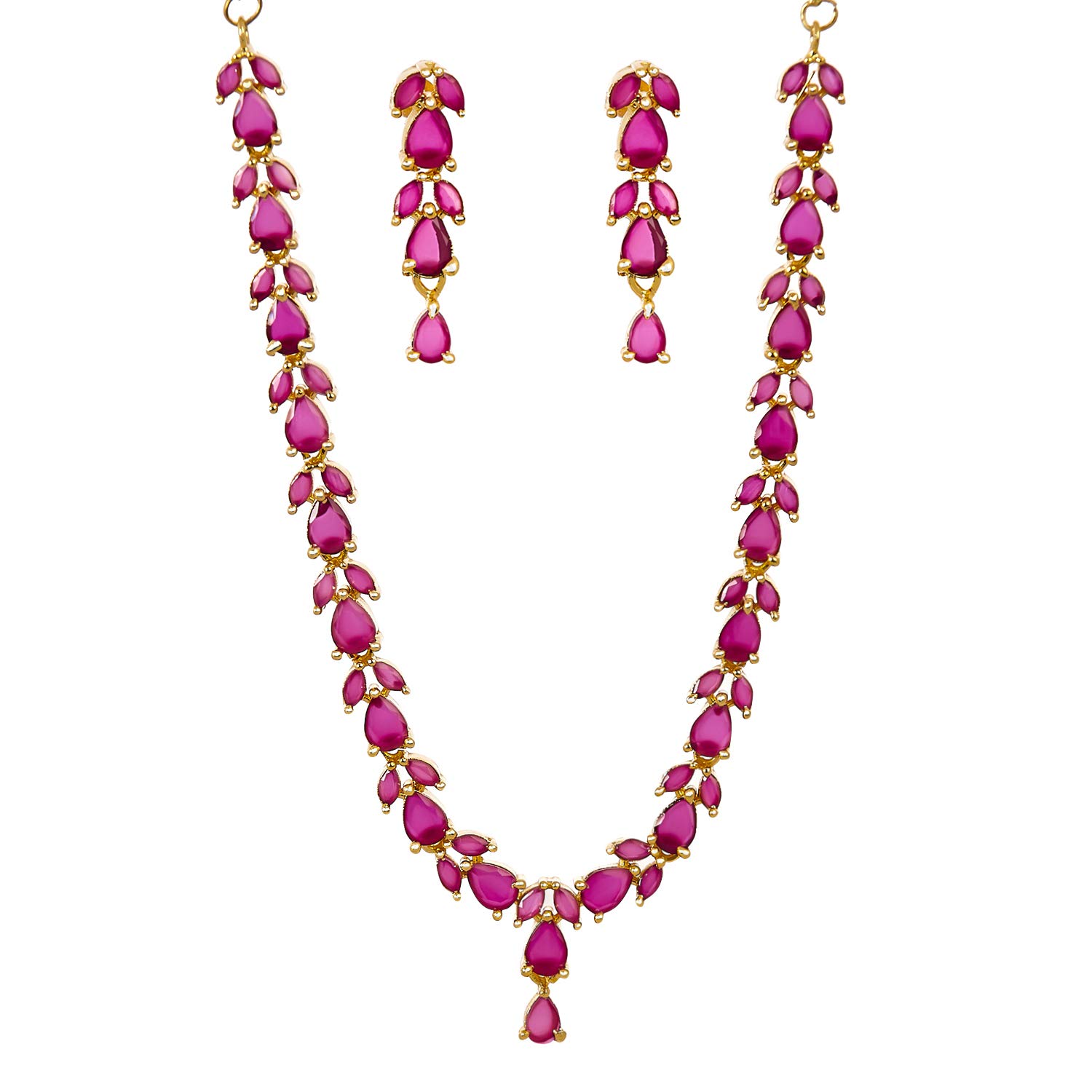 See full amazon price history chart for KENNICE Gold-Plated Ruby American Diamond Necklace with Earrings Jewellery Set For Women & Girls KENNICE Gold-Plated Ruby American Diamond Necklace with Earrings Jewellery Set For Women & Girls (B09CV6XD6M) Amazon Price History, Amazon Price Tracker