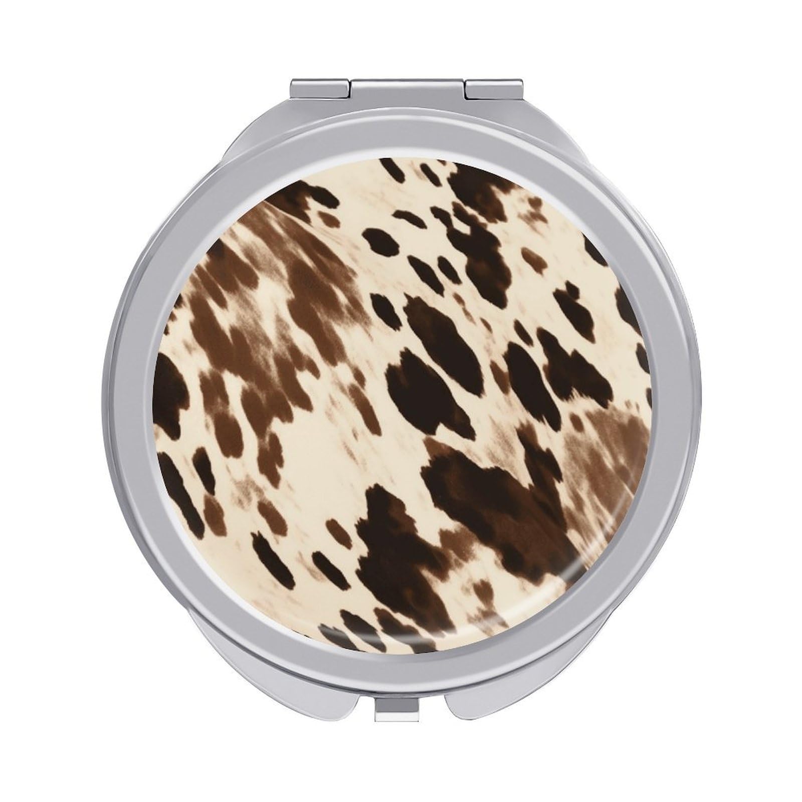 JTREHY Cow Printed Makeup Mirror Portable Folding Mirror Compact Travel Mirrors 2-Sided Round Pocket Mirrors Cute Handheld Beauty Mirror for Handbag Purse for Women Gift