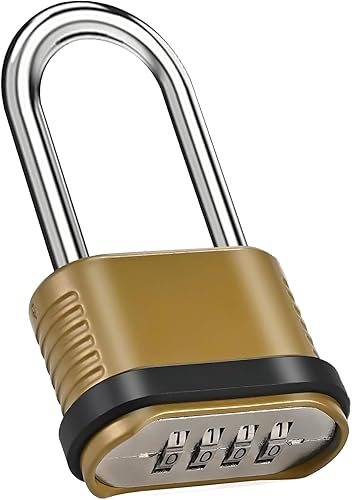 Candado de combinación de 4 dígitos resistente de 105 mm con grillete largo, candado de combinación impermeable para exteriores, unidades de