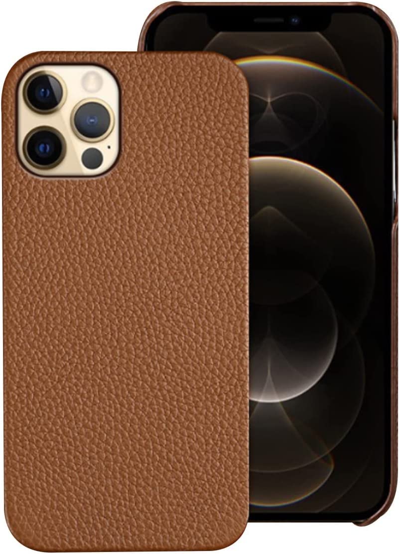 Étui en cuir à motif Lychee compatible avec iPhone 13 Pro Max marron - 7