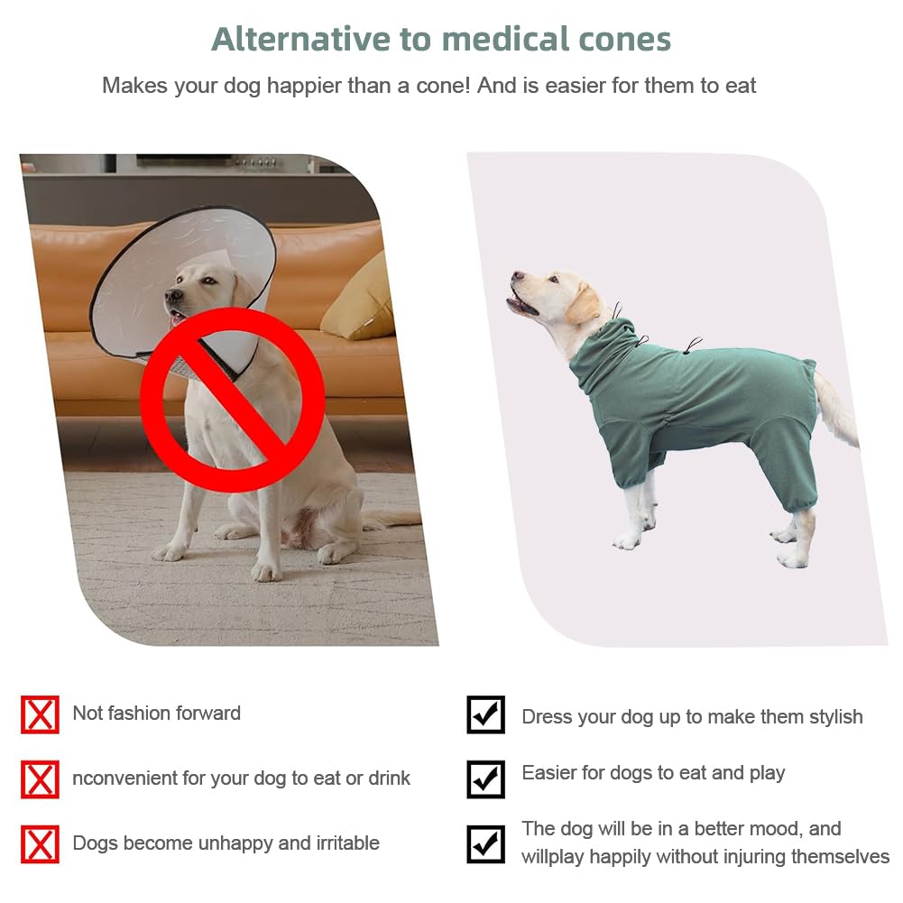 Pyjama pour Chien, Grande Taille, Stretch Extra Large, Combinaison Quatre Pattes, Vêtements pour Animaux de Compagnie (Green, 6XL)