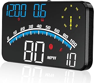Digital GPS Speedometer, Universal Car HUD Head Up Display with Speed MPH, Compass Direction, Fatigue Driving Reminder, Driving Distance, Altitude, Overspeed Alarm HD Display, for All Vehicle