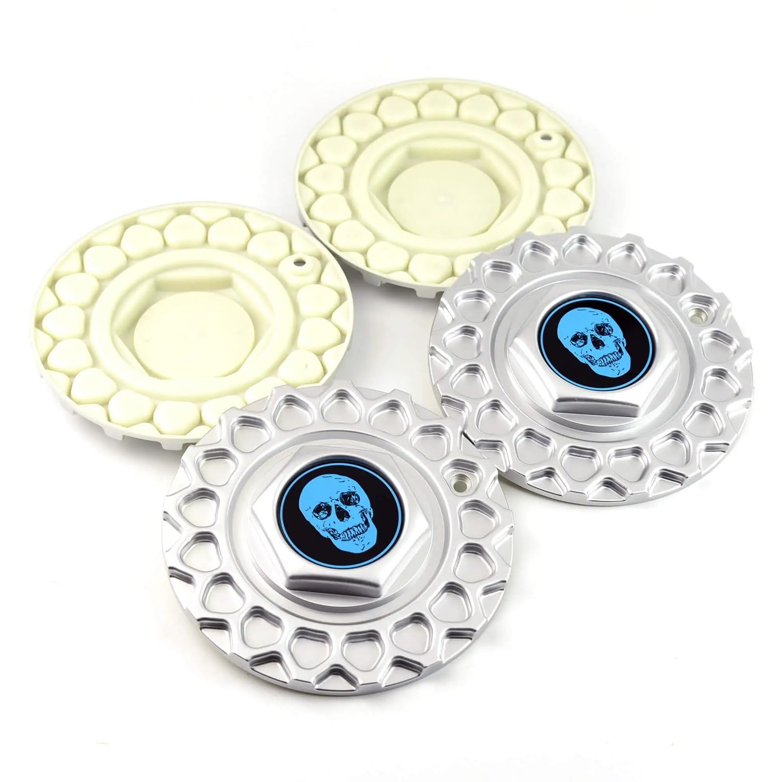 1/4 pièces 168 mm/6,61 Pouces enjoliveurs de Roue compatibles avec Les Jantes Voiture n° 09.24.028, Rechange Automobiles(1Pc Chrome add Logo)