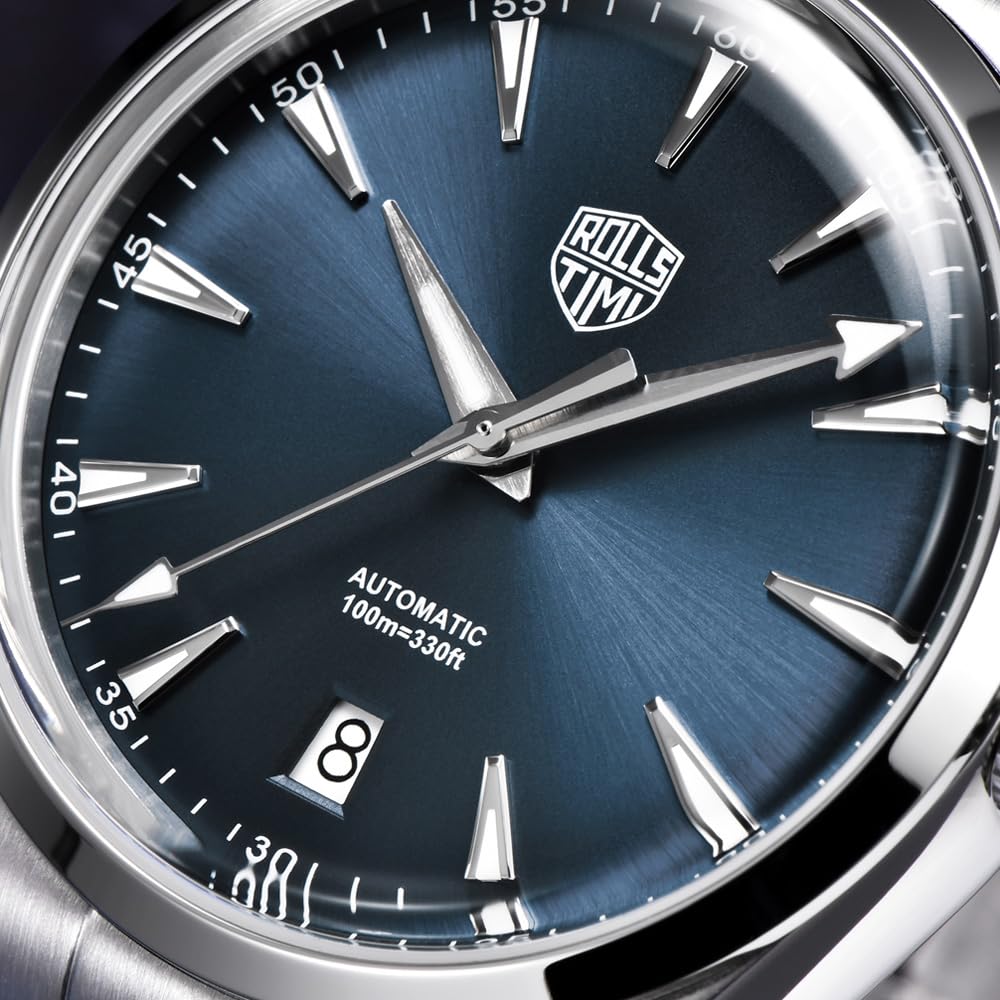 Orologio da uomo automatico NH35A in acciaio inossidabile meccanico 100 m impermeabile orologio da polso per uomo, quadrante in zaffiro, data automatica