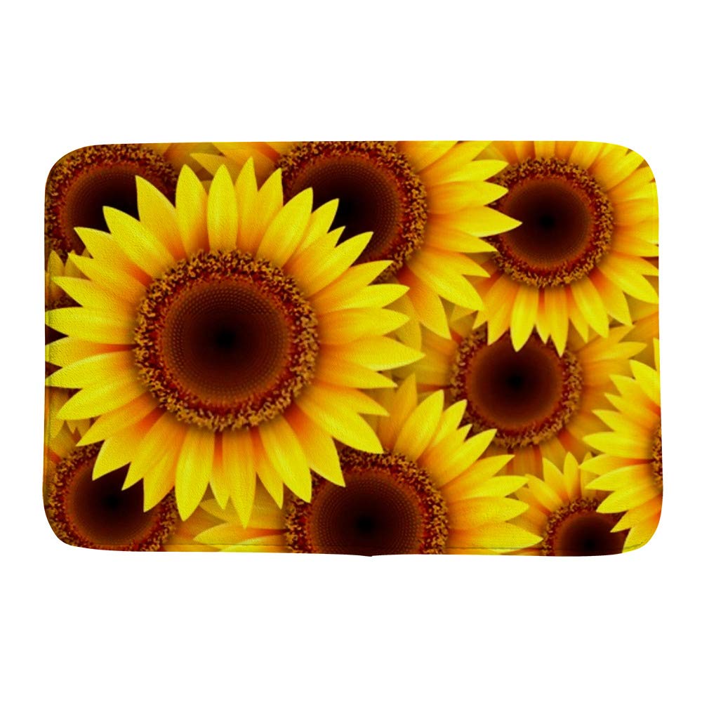 Felpudo decorativo lavable y antideslizante de terciopelo coral con estampado de girasoles