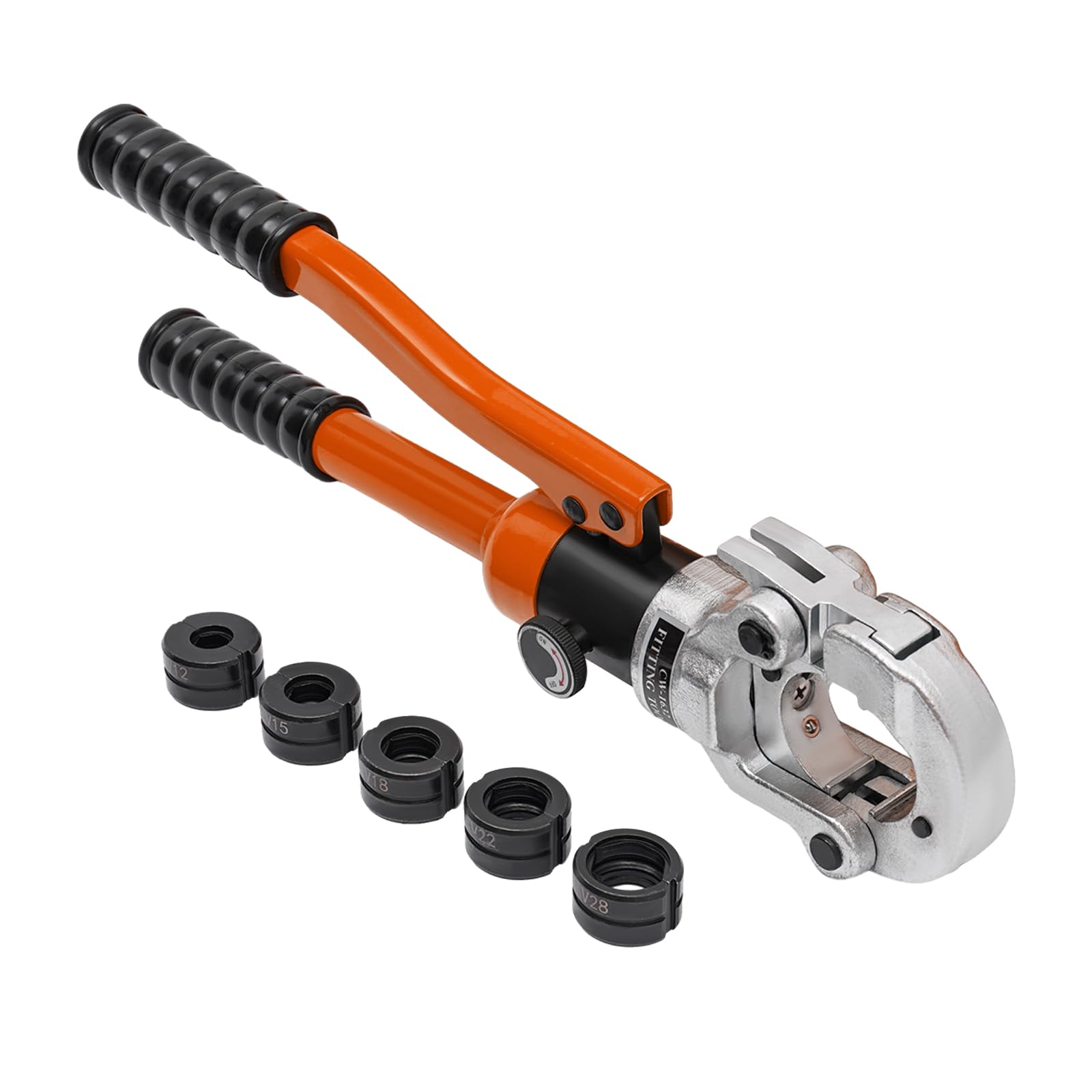 Szczypce hydrauliczne, szczypce do zaciskania końcówek kablowych, rozmiar 12-28 mm, szczypce zaciskowe z 5 matrycami zaciskowymi do komunikacji, transportu, ropy naftowej, górnictwa, metalurgii i