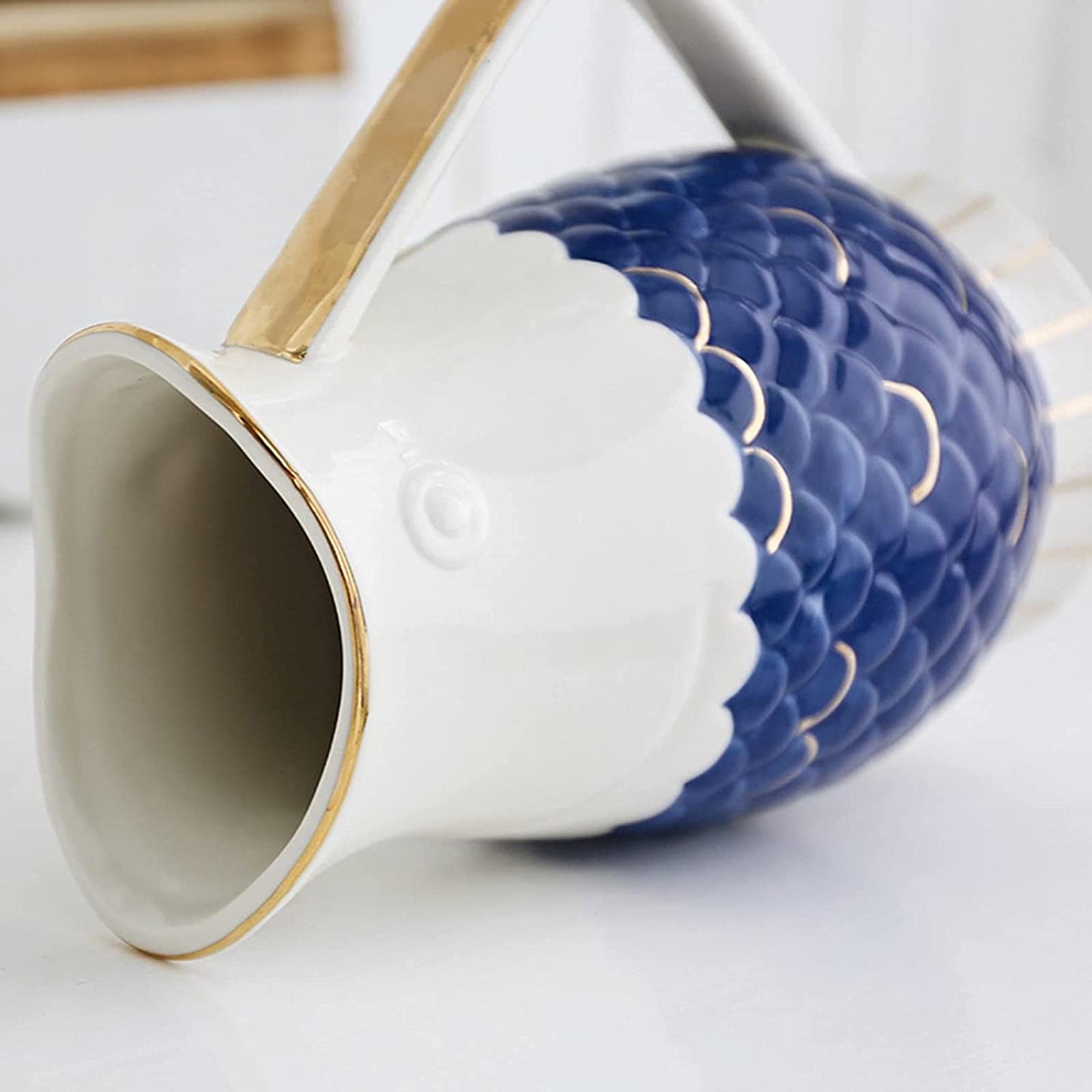 Prosty Dzbanek Na Wodę, Ręcznie Malowany Ceramiczny Dzbanek Z Uchwytem Zapobiegającym Oparzeniom, Dzbanek O Dużej Pojemności, Czajnik Wysokotemperaturowy Do Soku, Mleka, Zimnej Wody,