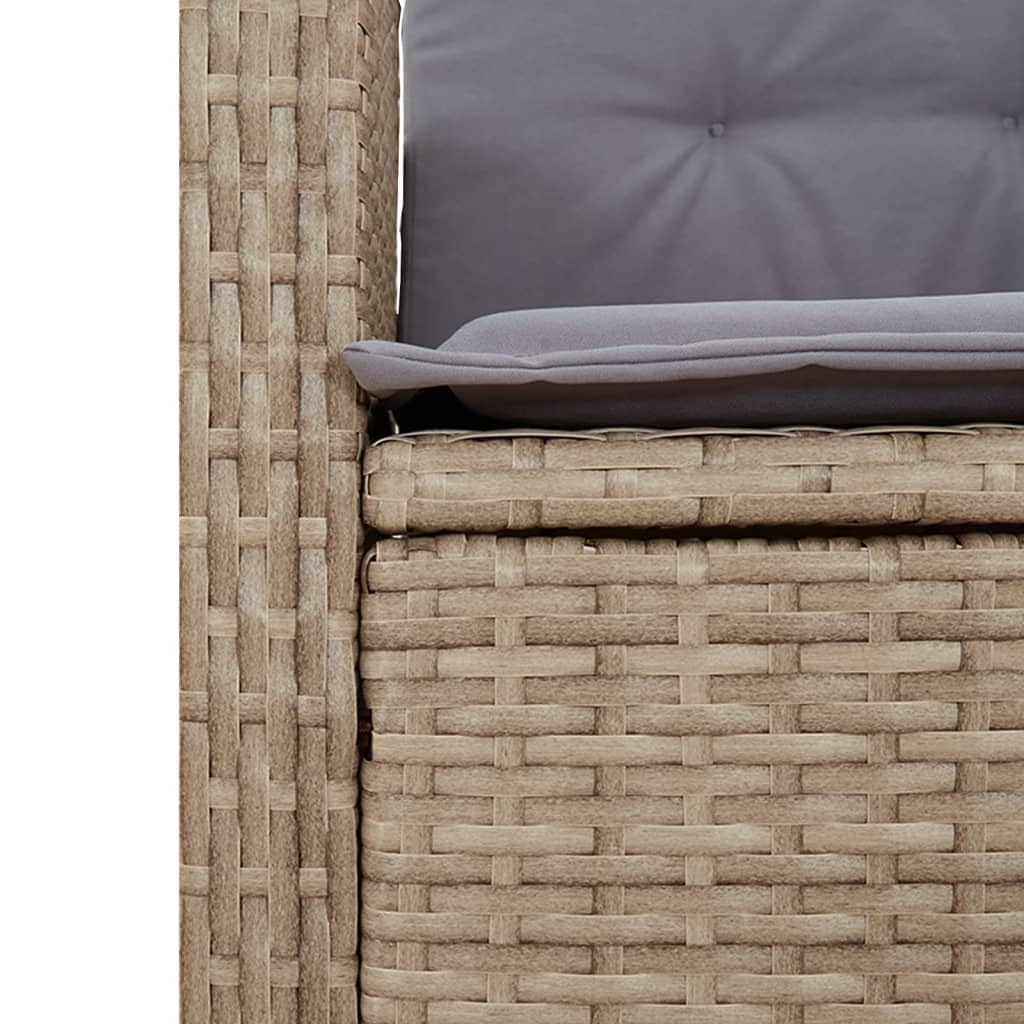 Poltrona reclinabile da giardino con cuscini in rattan PE beige misto sedie da esterno resistente alle intemperie, poltrone per terrazze, mobili da giardino, poltrone da giardino