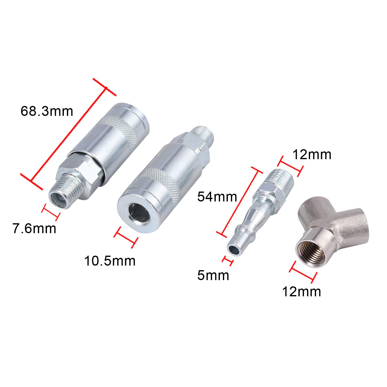 Airline Hose Connectors, Kamtop 1/4" BSP Air Line Fittings Y Piece 3