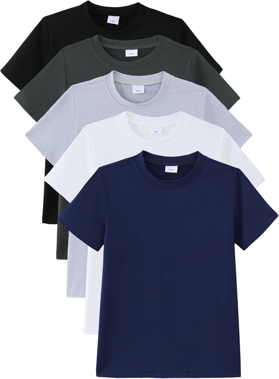 Jecson 5 Pack Boys Shirts Short Sleeve Boys Tshirts Kids T-Shirts Tees Clothes Summer Tops 7-14Y (Fits Small, Size Up)