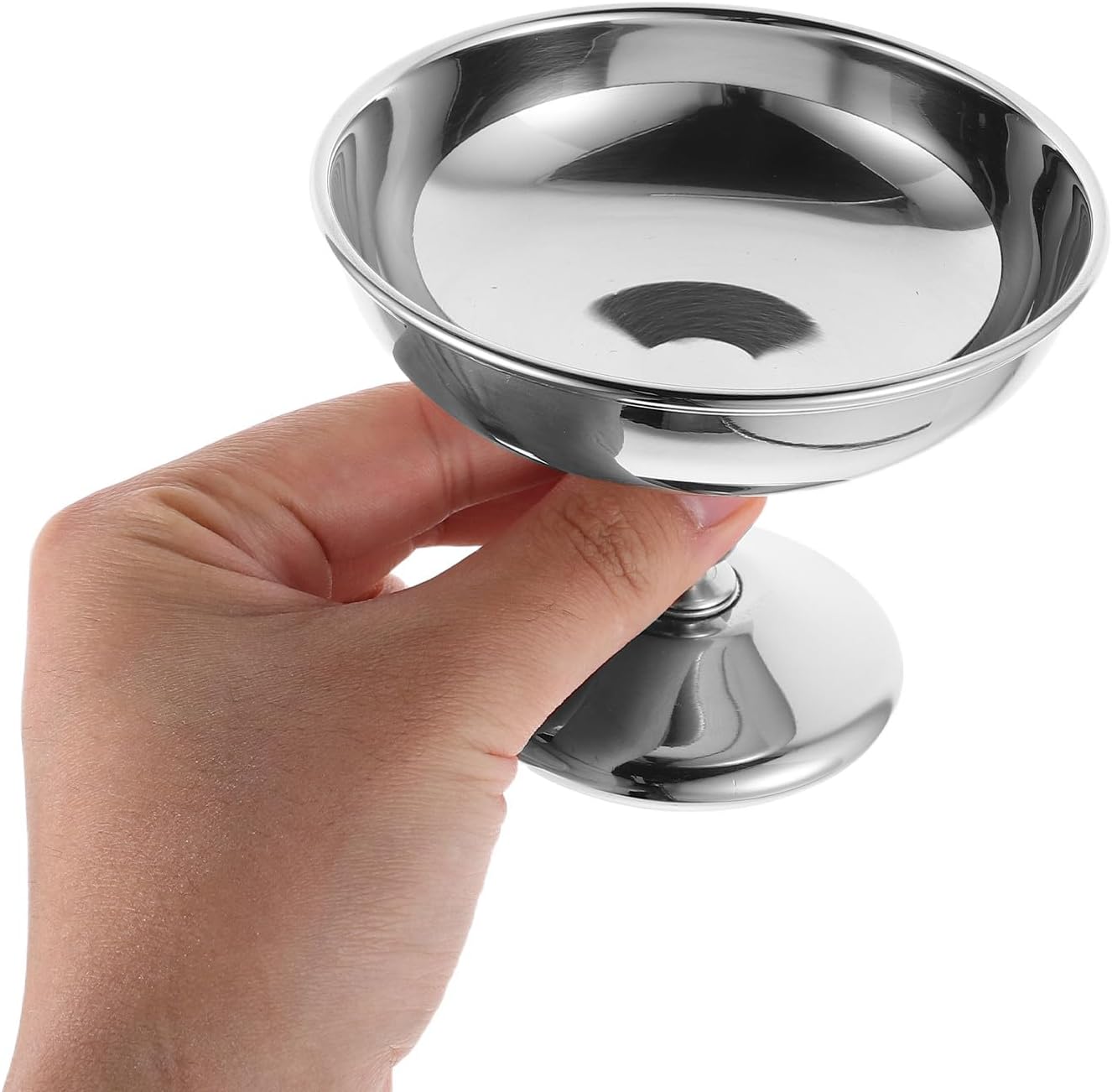 Angoily 2pcs Footed Dessert Cups: Stainless Steel Ice Cream Dishes Snack Serving Bowls - Round Yogurt Cups for Pudding, Fruit Salad Party Use