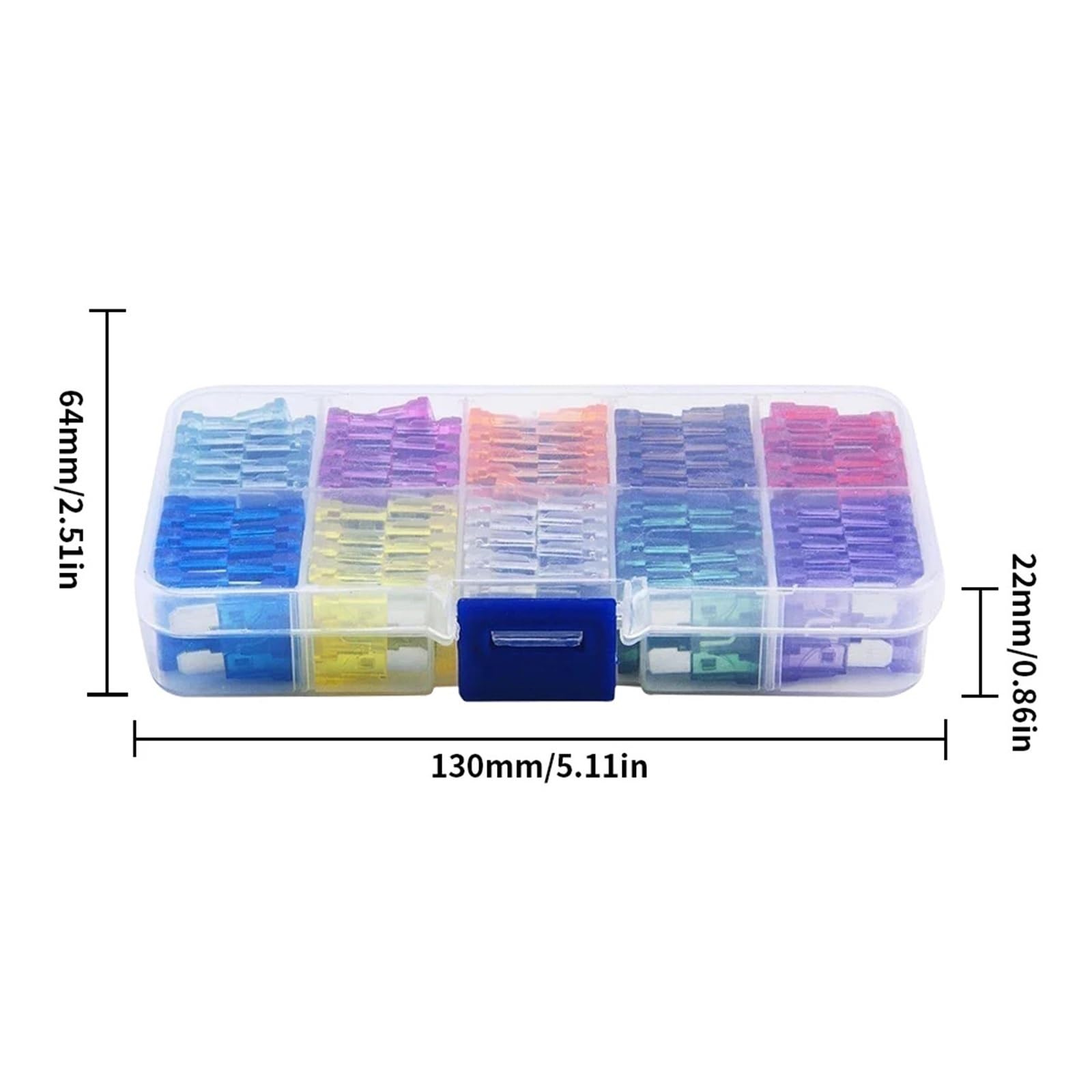 Juego de fusibles tipo cuchilla de 100 Uds., 2A, 3A, 5A, 7,5A, 10A, 10 tipos, surtido de coche con caja, Kit surtido de tipo cuchilla