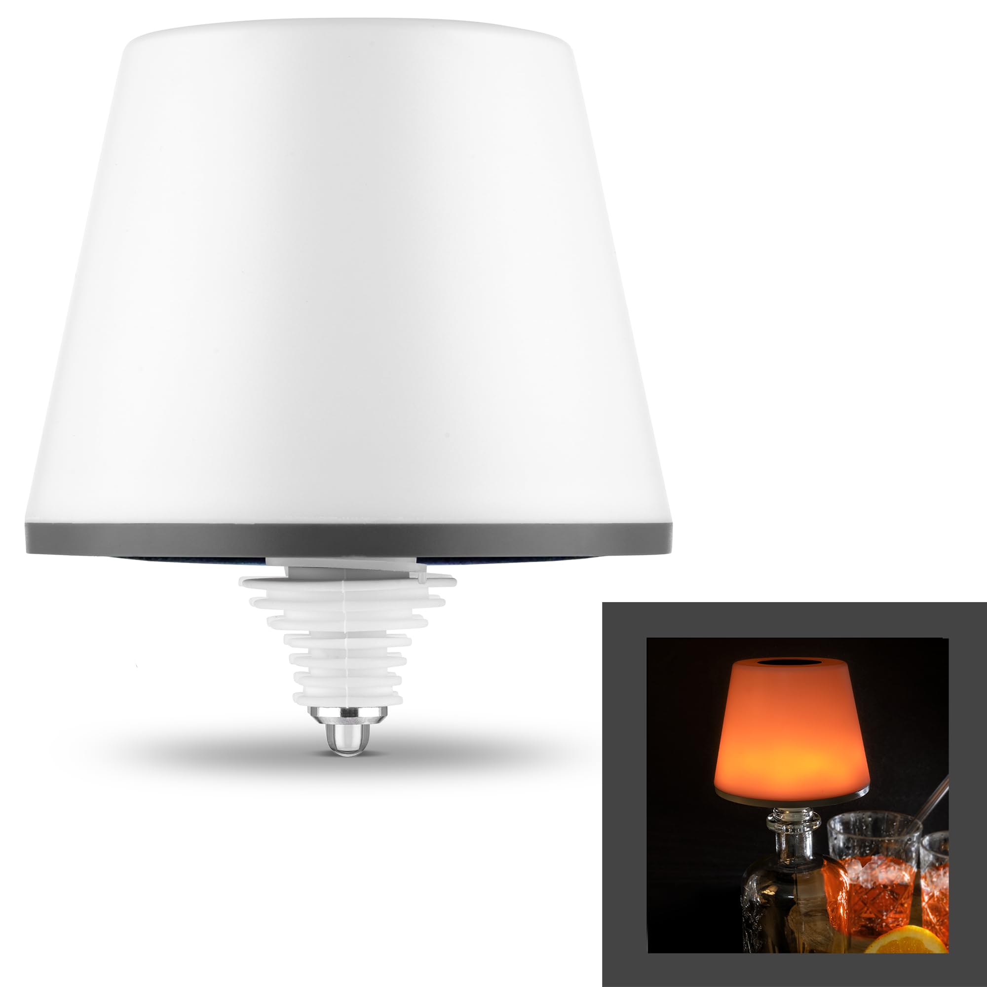 REV LAMPRUSCO Flame Battery Bottle - Wireless Table Lamp 130 lm 2 W 4000 mAh - Dimming Function, Candle Light Mode & IP54 Splash Protection - Touch Lamp for Indoor and Outdoor Use