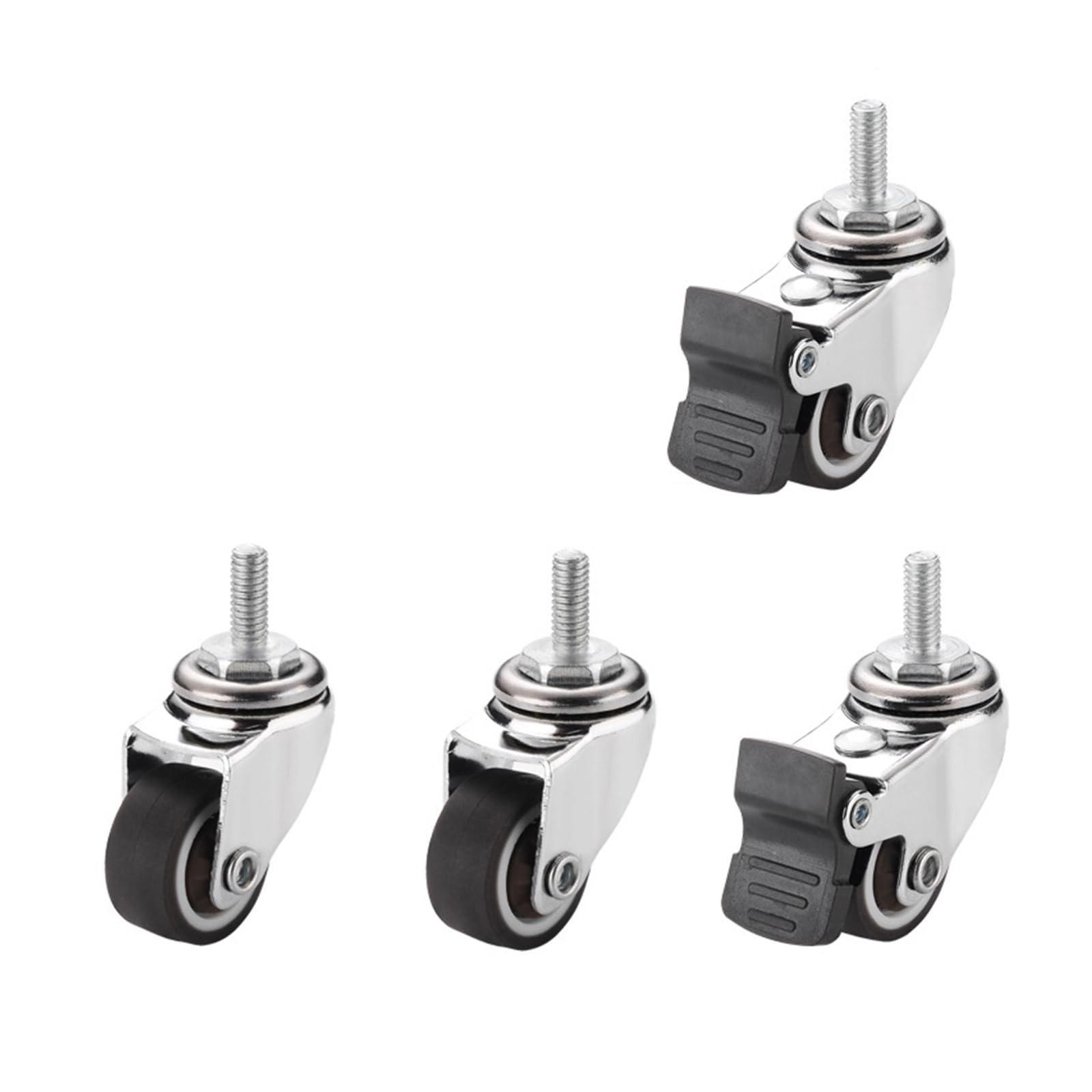 Fhdbekdcldm M6x15mm Type 3 4Pcs 1In Swivel Stem Casters, Tpe Mute Wheels For Furniture