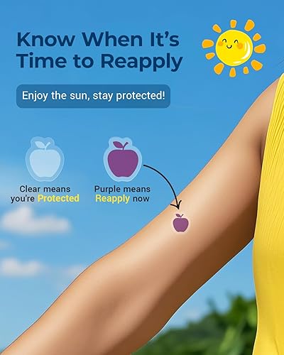 Miniatura 2 de Paquete de 80 calcomanías de detección UV para protector solar, calcomanías de protección solar para niños y adultos, impermeable, puntos de