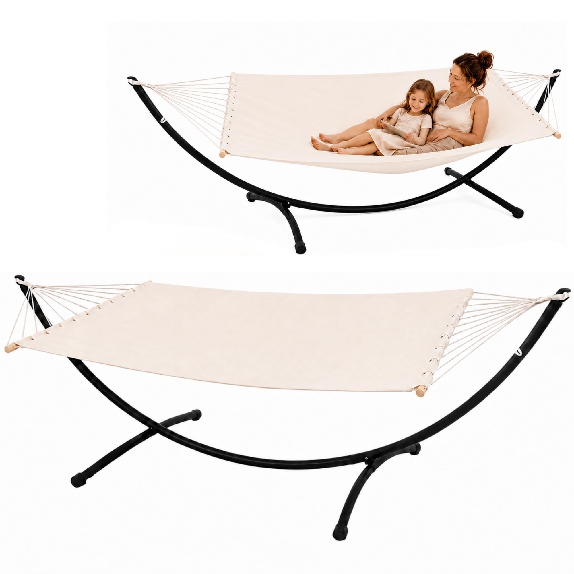 AMANKA Hängematte mit Gestell 200x120 cm XXL bis 120 kg - Doppel Hängematte Outdoor Set mit 300 cm Hängemattenständer
