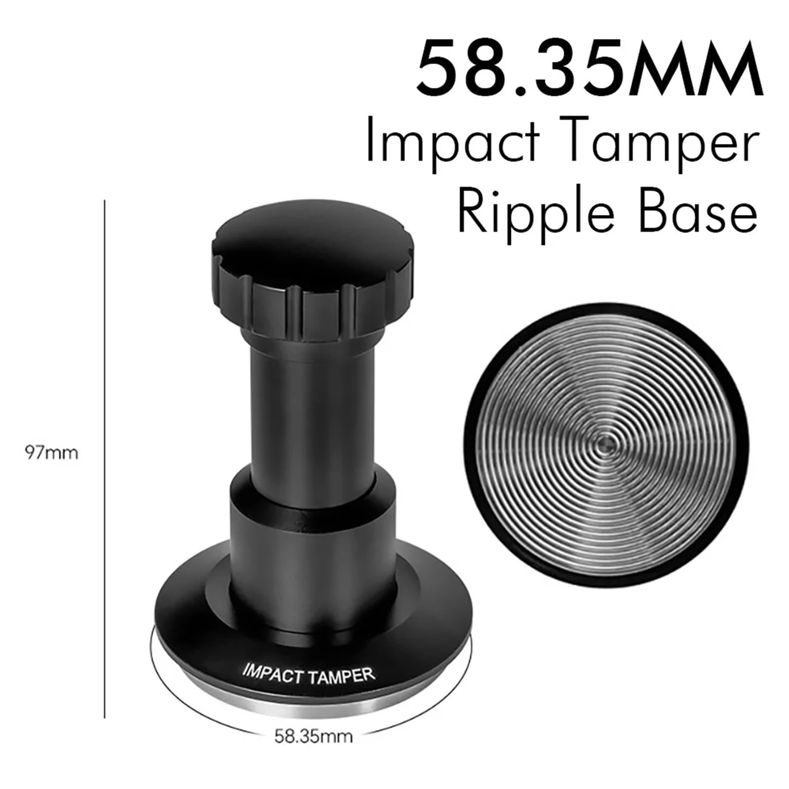51 Mm 53 Mm 58,35 Mm Impacto Espresso Tamper Universal 25-35LB Accesorio De Base Ondulada De Presión Ajustable(58mm Impact Tamper)