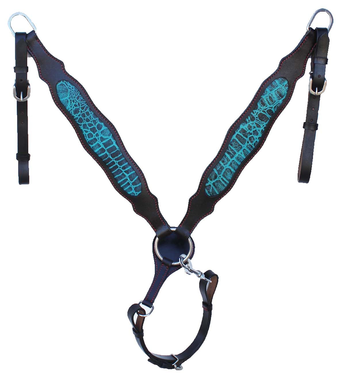 CHALLENGER Western Teal Gator Browband Headstall Bridle Breast Collar Tack Set 78FK05B