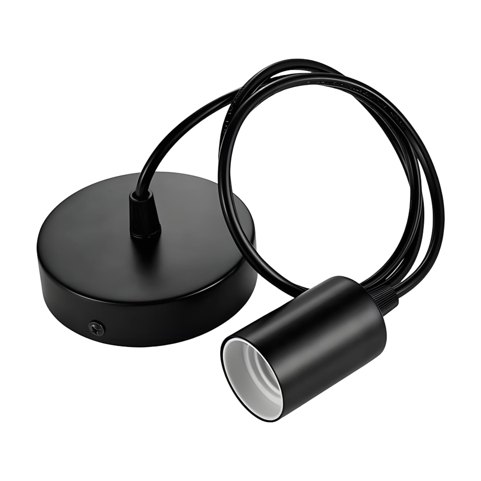 Leloco Lampenaufhängung Schwarz E27, mit 100CM Pendelleuchte Kabel, Lampenfassung mit Kabel Lampenkabel mit Fassung für Wohnzimme Deckenlampe Hängelampe