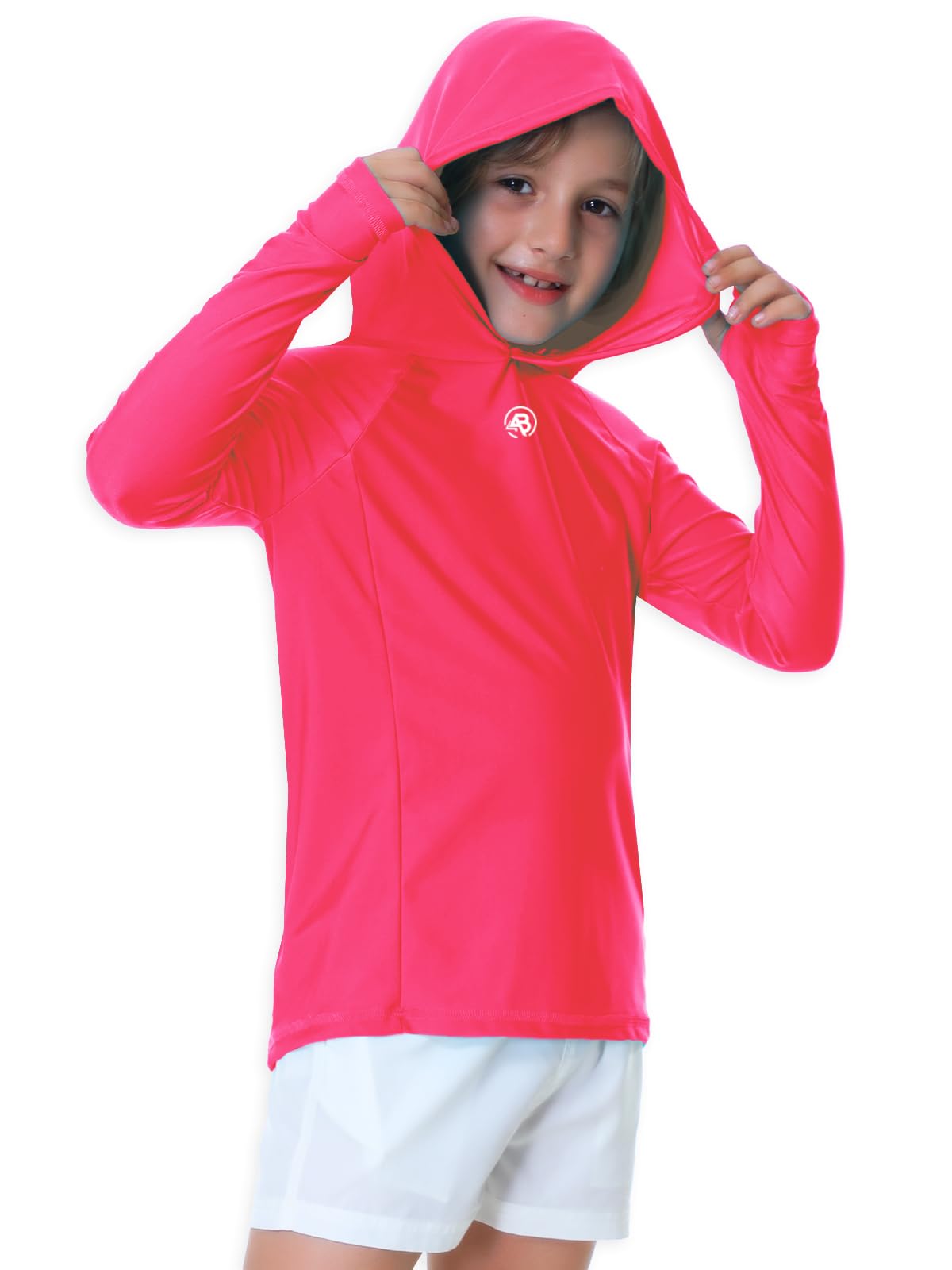 AOBUTE Unisex Kinder Langarm Hoodie Rash Guard Jungen UPF 50+ Badeoberteil mit Daumenloch 3-12 Jahre