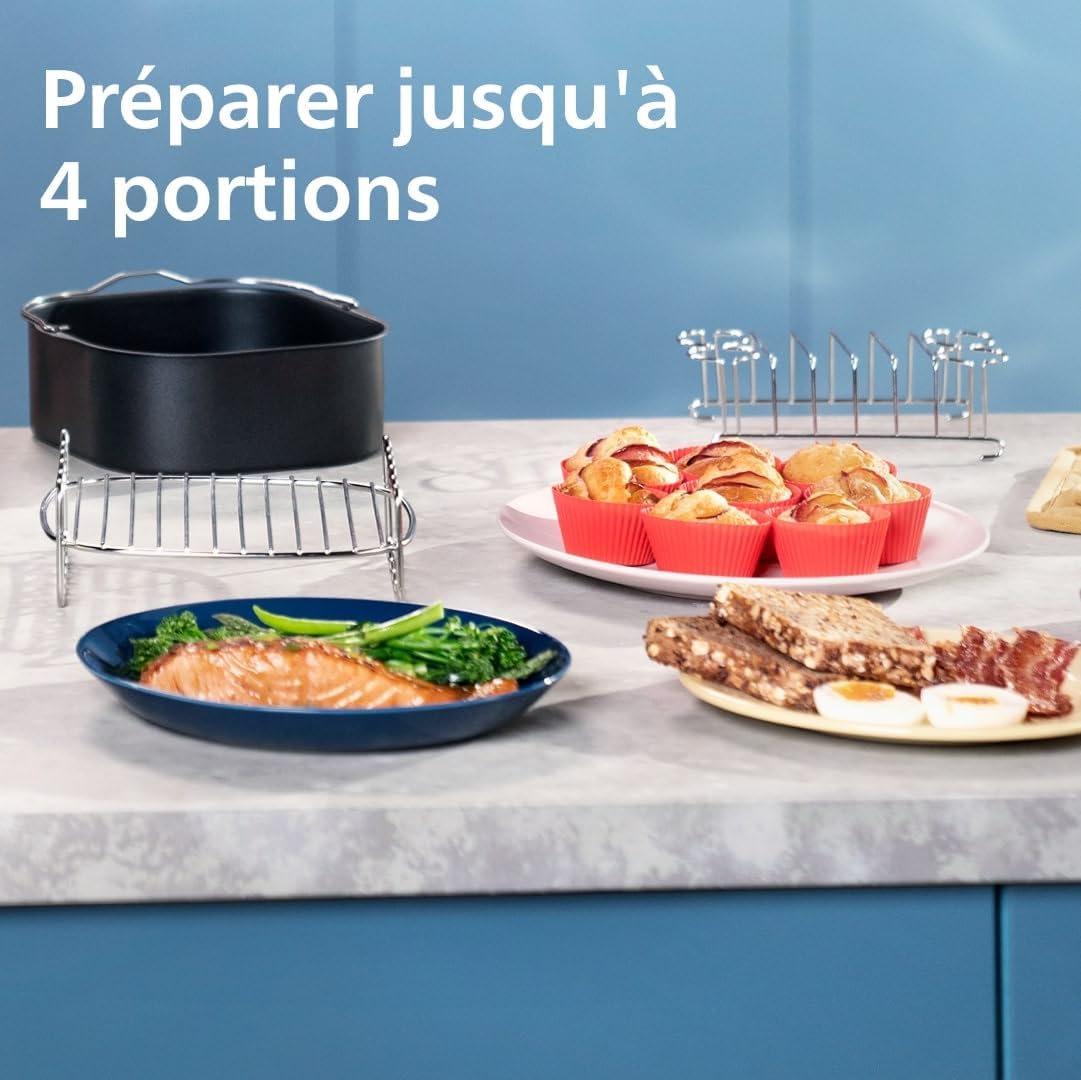 Philips Air Fryer accessories with cooked food