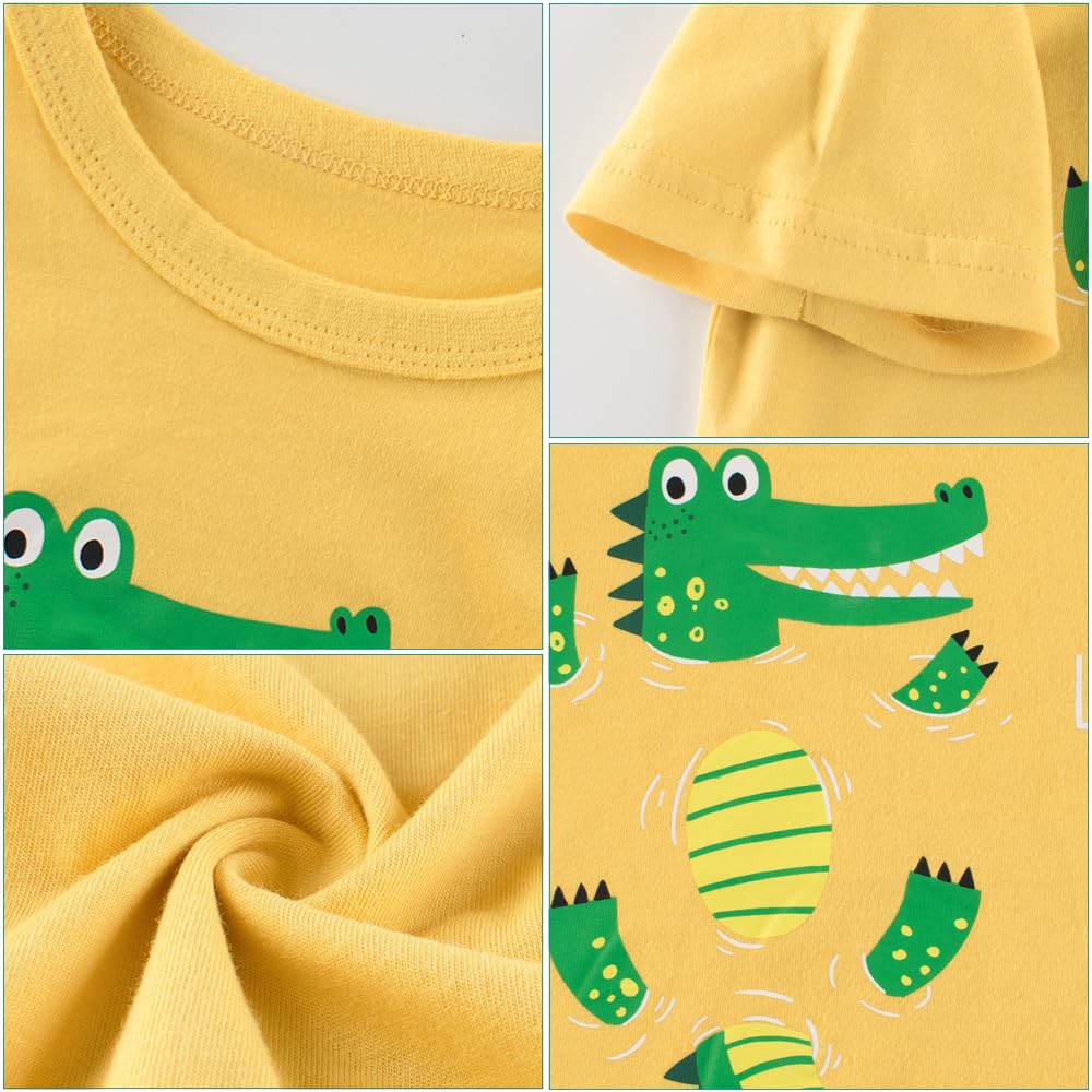 Conjunto de camiseta de manga corta y pantalón corto para niño de 1 a 7 años, conjunto de dinosaurio, ropa casual de algodón, conjuntos de verano