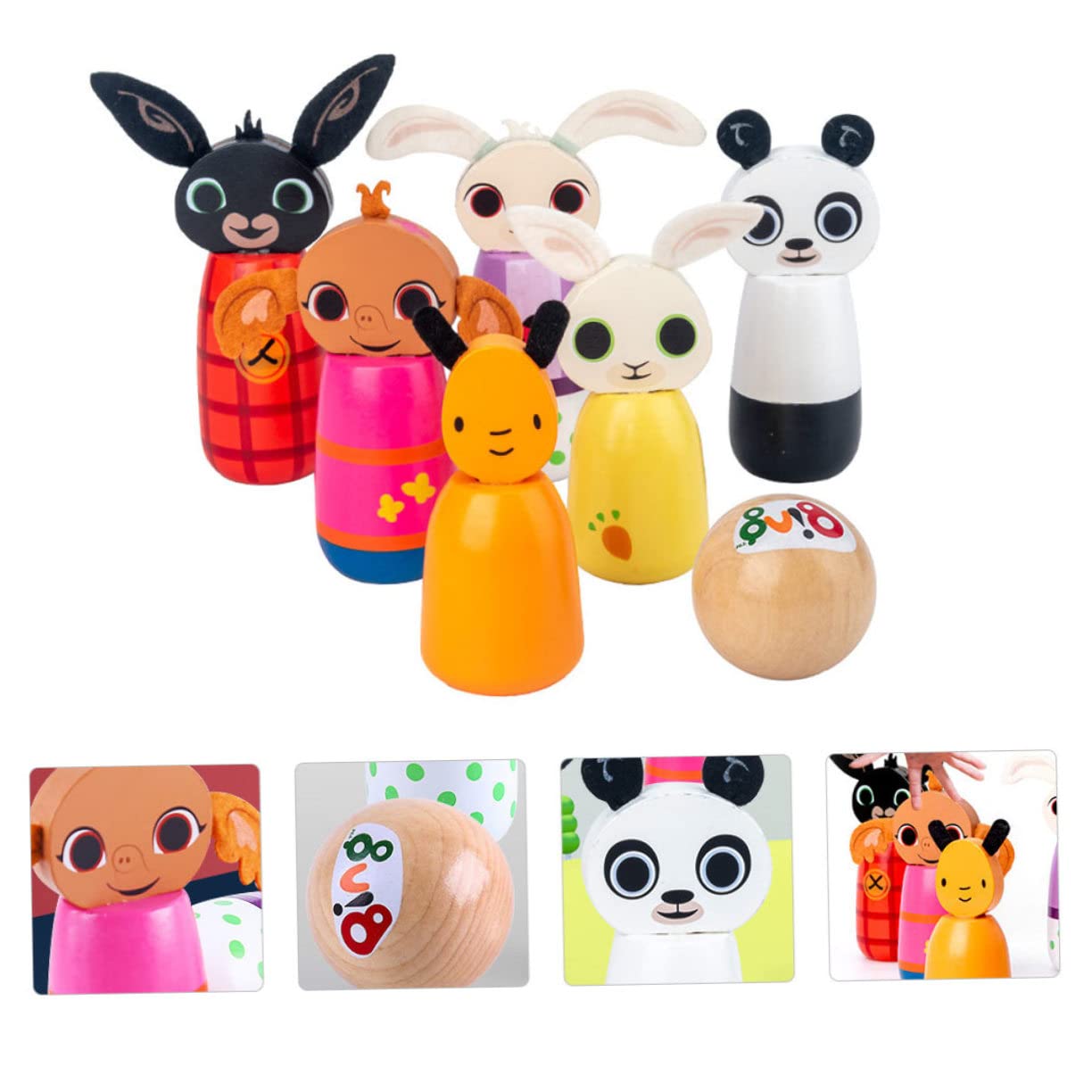 Kit de Bowling pour Garçon et Filles en Bois, Jeu Animalier de Table