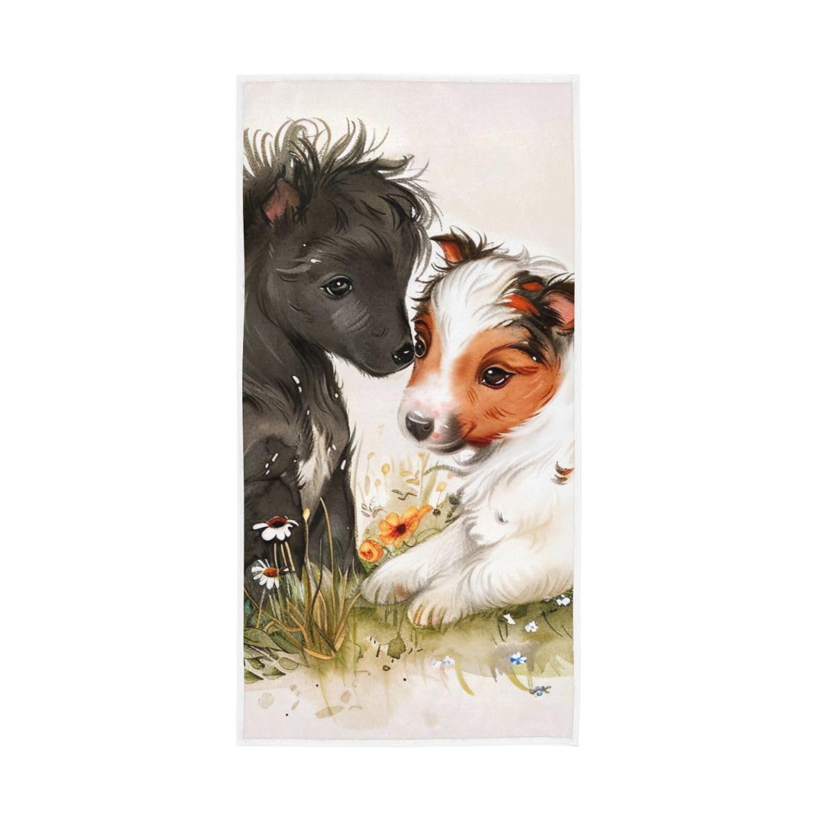 HUYGD Horse and Puppy in Grass Hand Towels, Hand Towels for Bathroom Clearance 15 x 30 Inches
