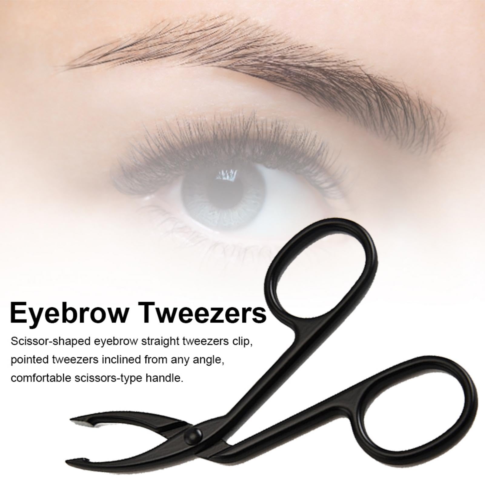 Pinzas para cejas en forma de tijera con mango resistente - Herramientas portátiles para cuidado de cejas