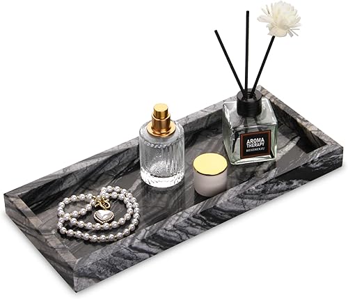 Miniatura 111 de Bandeja de tocador de baño de mármol, bandeja de tocador de lujo natural para el hogar, cocina, baño, bandeja decorativa de piedra para encimera