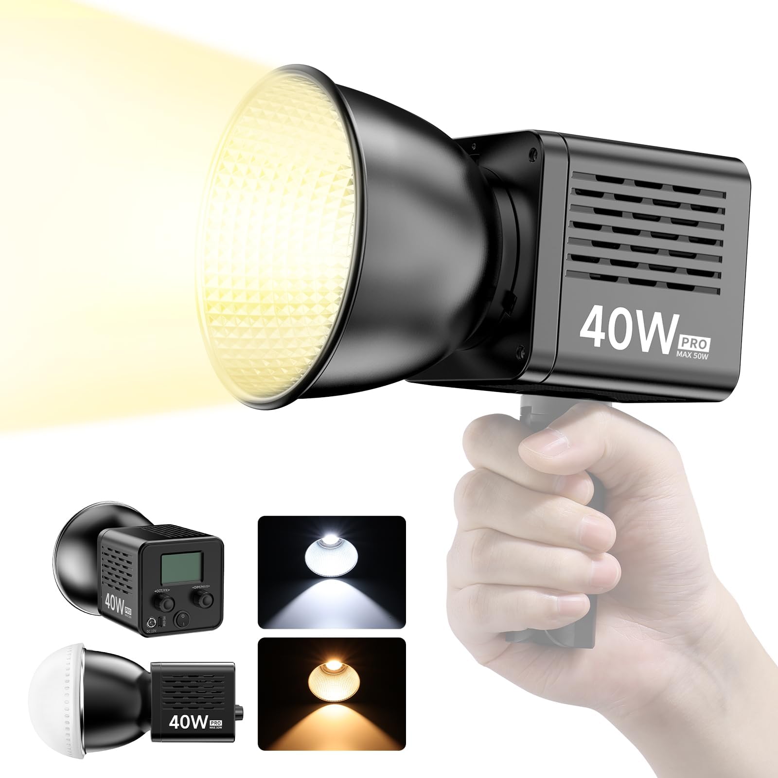 PHOTOOLEX LED Taschenlampe Fotografie mit 4 Farbiges Fülllicht, 84000mAh Gemustertes Umgebungslicht aus Aluminiumlegierung mit 20 Gemusterten Lichtfiltern, Video-Licht für Fotos, Inhaltserstellung