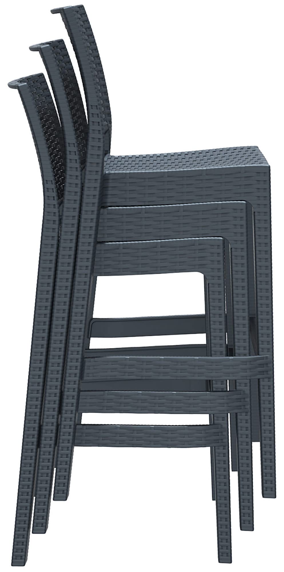 CLP 2er Set Barhocker Jamaica Mit Fußstütze I Outdoor-Tresenhocker In Rattan-Optik I Stapelbare Barstühle | Farbe dunkelgrau