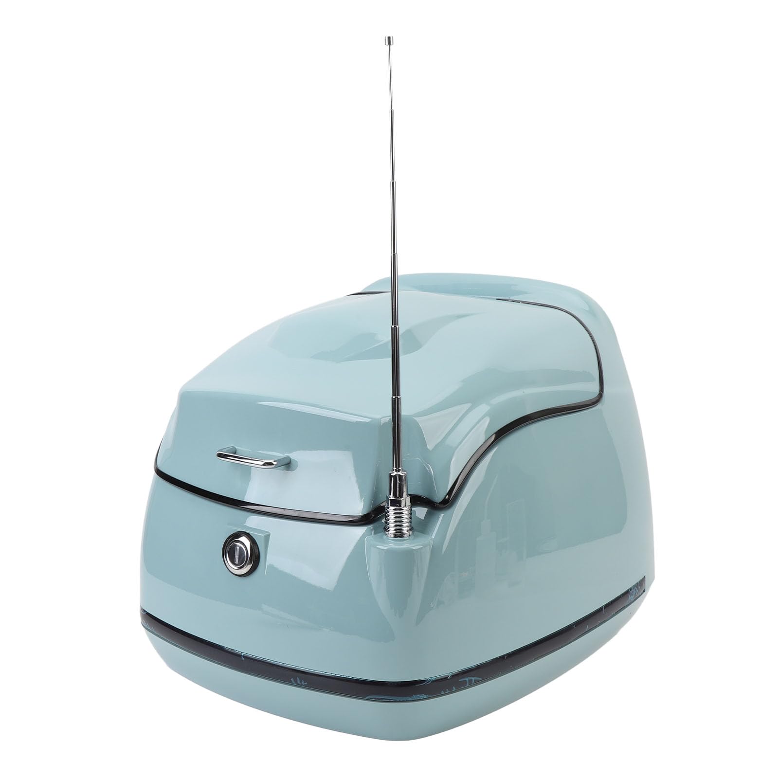 Pongnas Top Case Moto Rétro 38L pour Scooters et Motos Électriques Boîte de Rangement Arrière Facile Cyan Compatible avec Valise Transport Supérieure