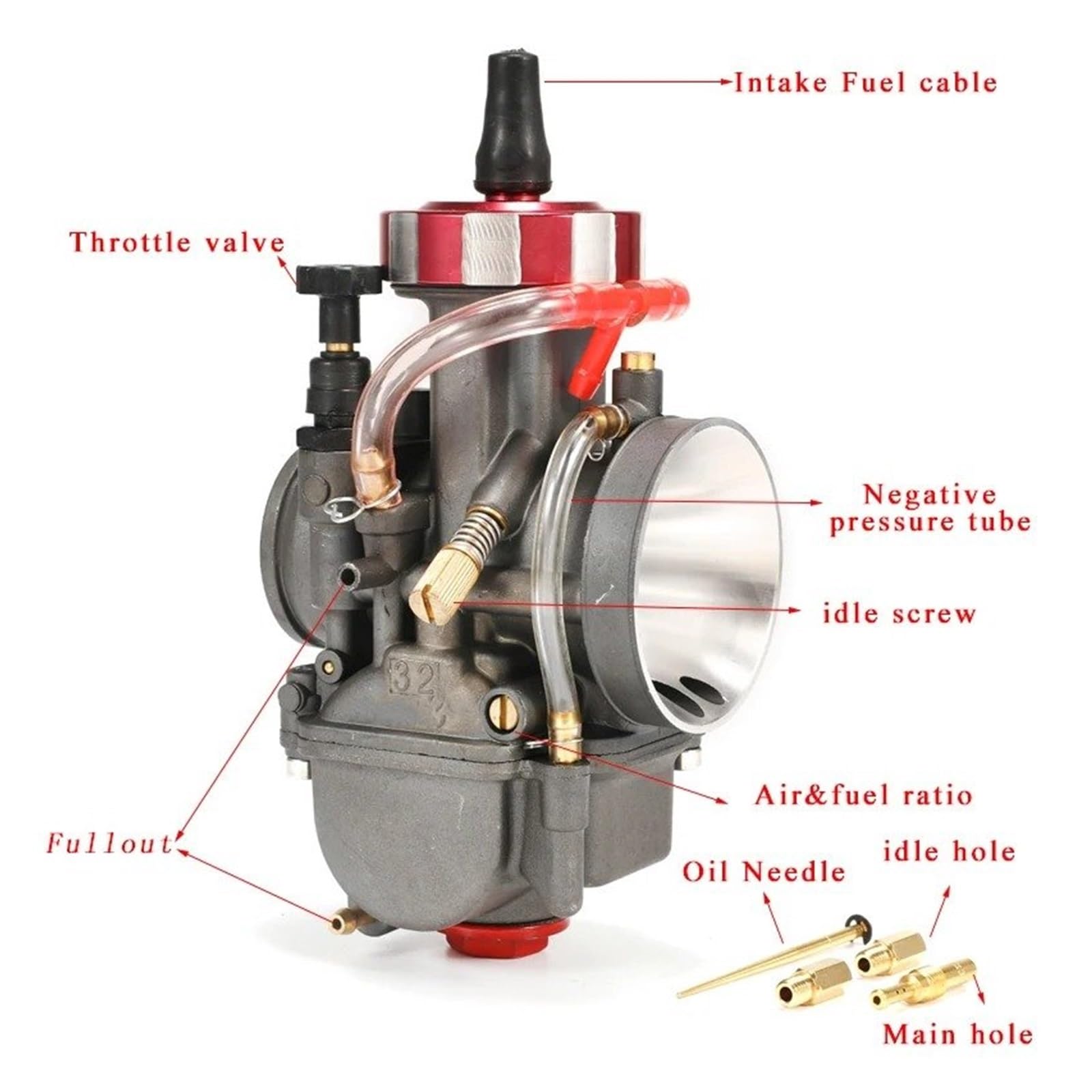 Motosierra Carburador Carburador Cortina Plana Motocicleta Para PWK 28 30 32 34mm 250cc Motor 4 Tiempos Piezas Universales Enduro Dirt Pit Bike Motocross(28mm)