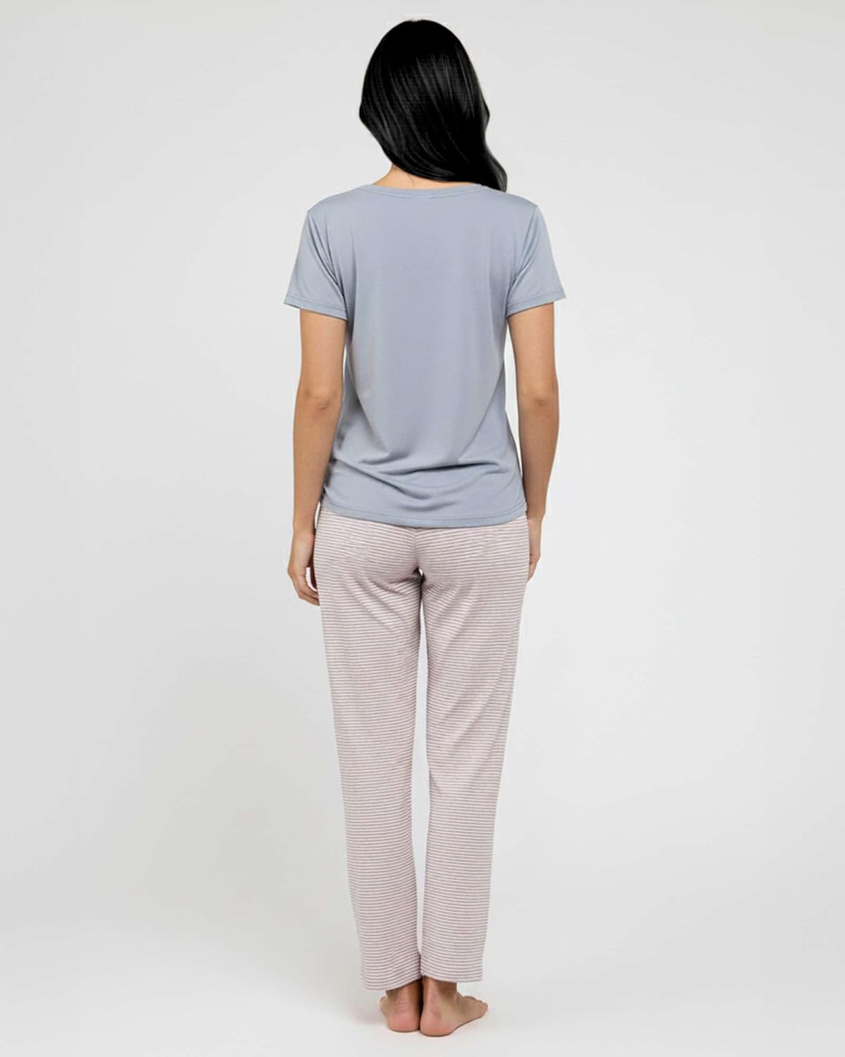 Real Essentials 2 Pack: Women's Comfy Pajama Sets - Short & Long Sleeve Ladies Loungewear Sleepwear PJs (Available In Plus) - Image 8