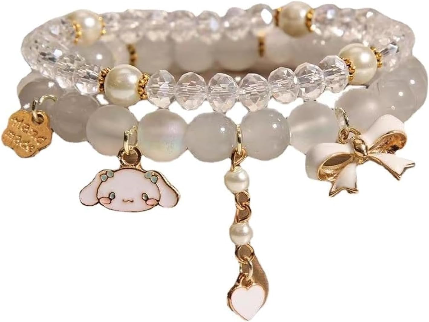 LUYAO Cinnamoroll Crystal Bead Bracelet My Melody Sanrio Bracelets Cute Cartoon Kawaii Elastic Charms for Girls Women Graduation