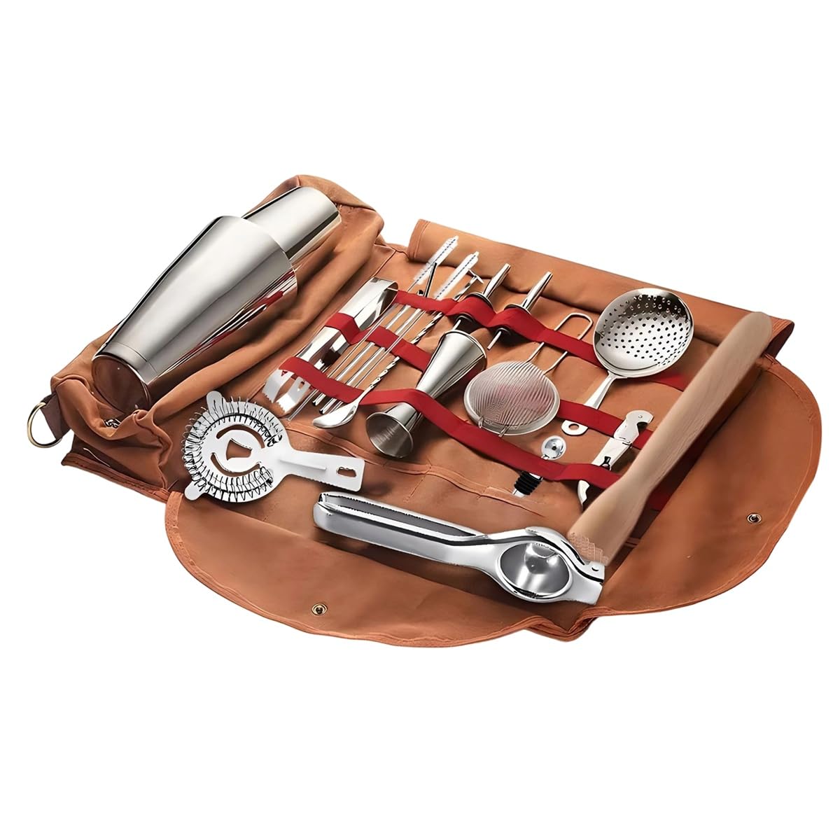 UDSKNV[KSL Bartending Tool Set, Bartender Tool Bag, Bartending Utensil Bag, Canvas Tool Bag, Cocktail Makers Portable Storage Bag