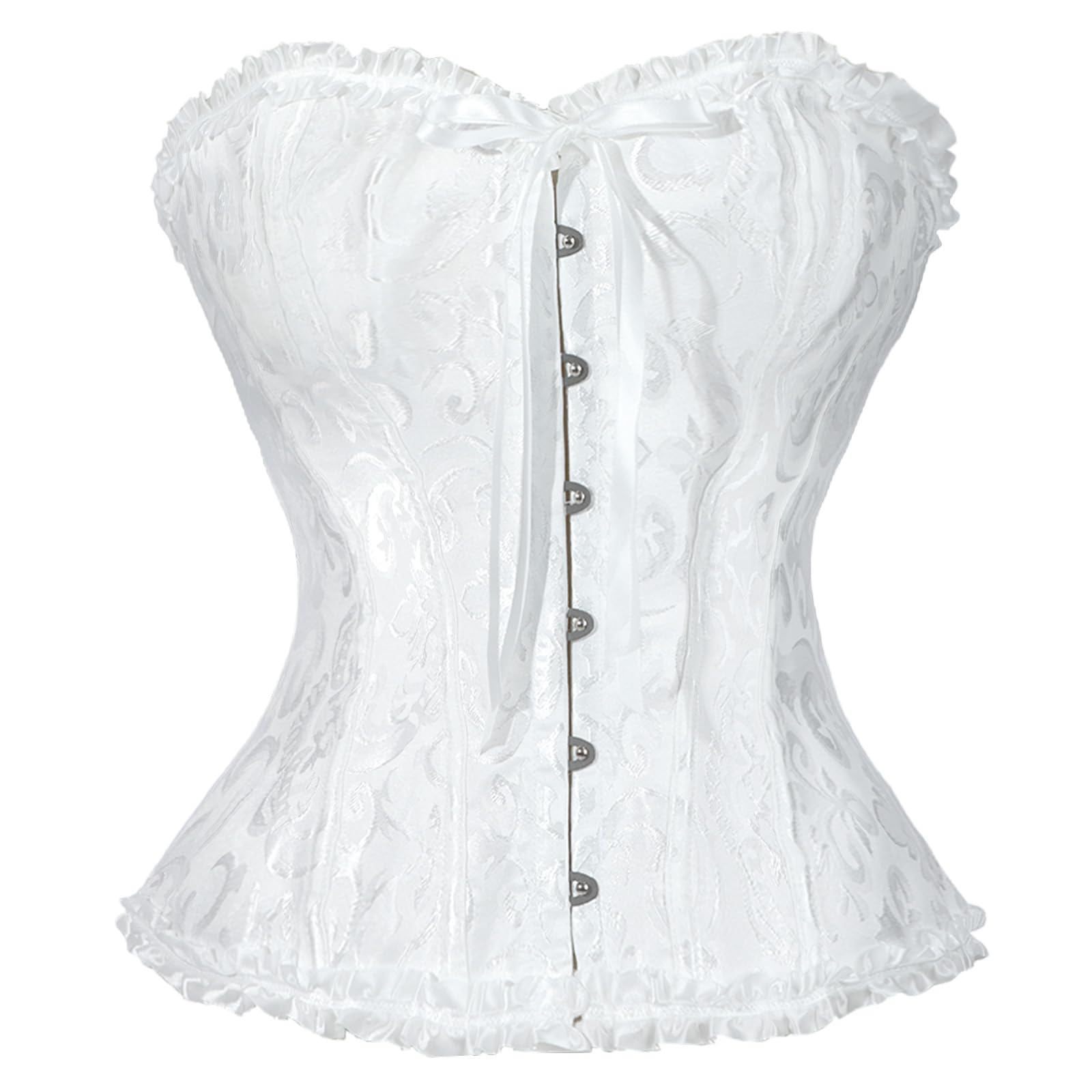 SUKUTU Corsetto Completo da Donna con Decorazioni in pizzo Top aderente in stile Gotico retrò con chiusura Frontale e Biancheria intima Aderente