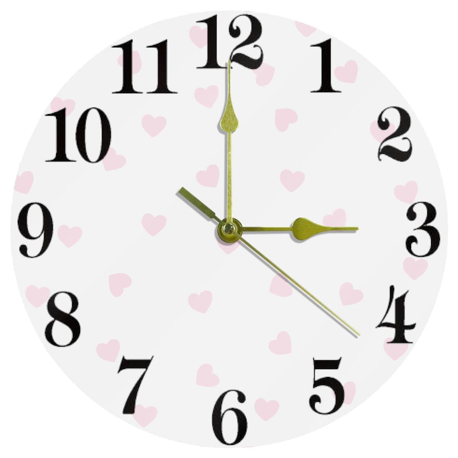 Horloge murale anti-bruit quartz cœurs roses silencieuse pour la maison