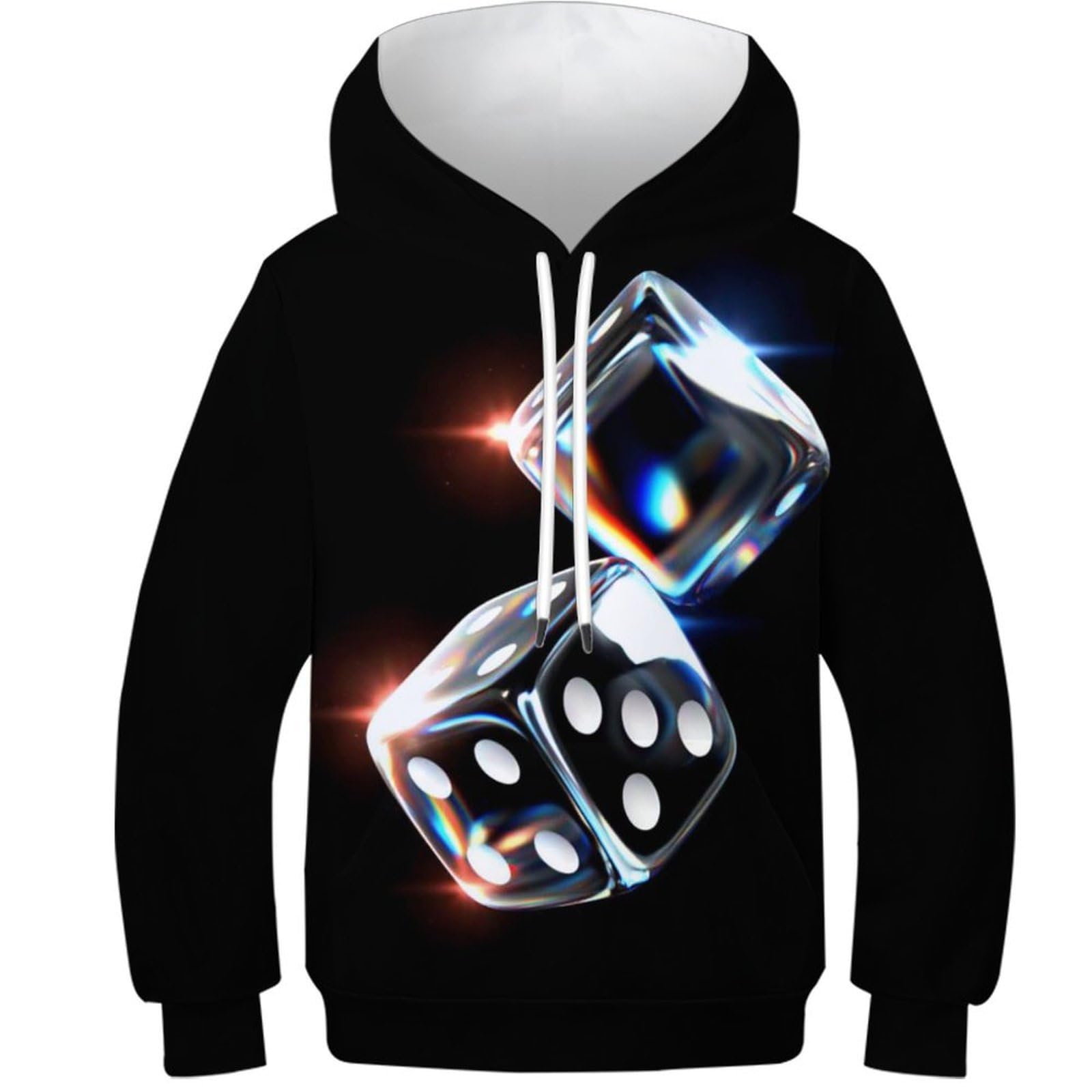 Opcalis Unisex Kids Style-14 3D Printed Dice Kids Teen Girl Boy Hoodies Sweatshirt Die Tops Casual Long Sleeve Pullover Jumper With Pocket 11-13Y