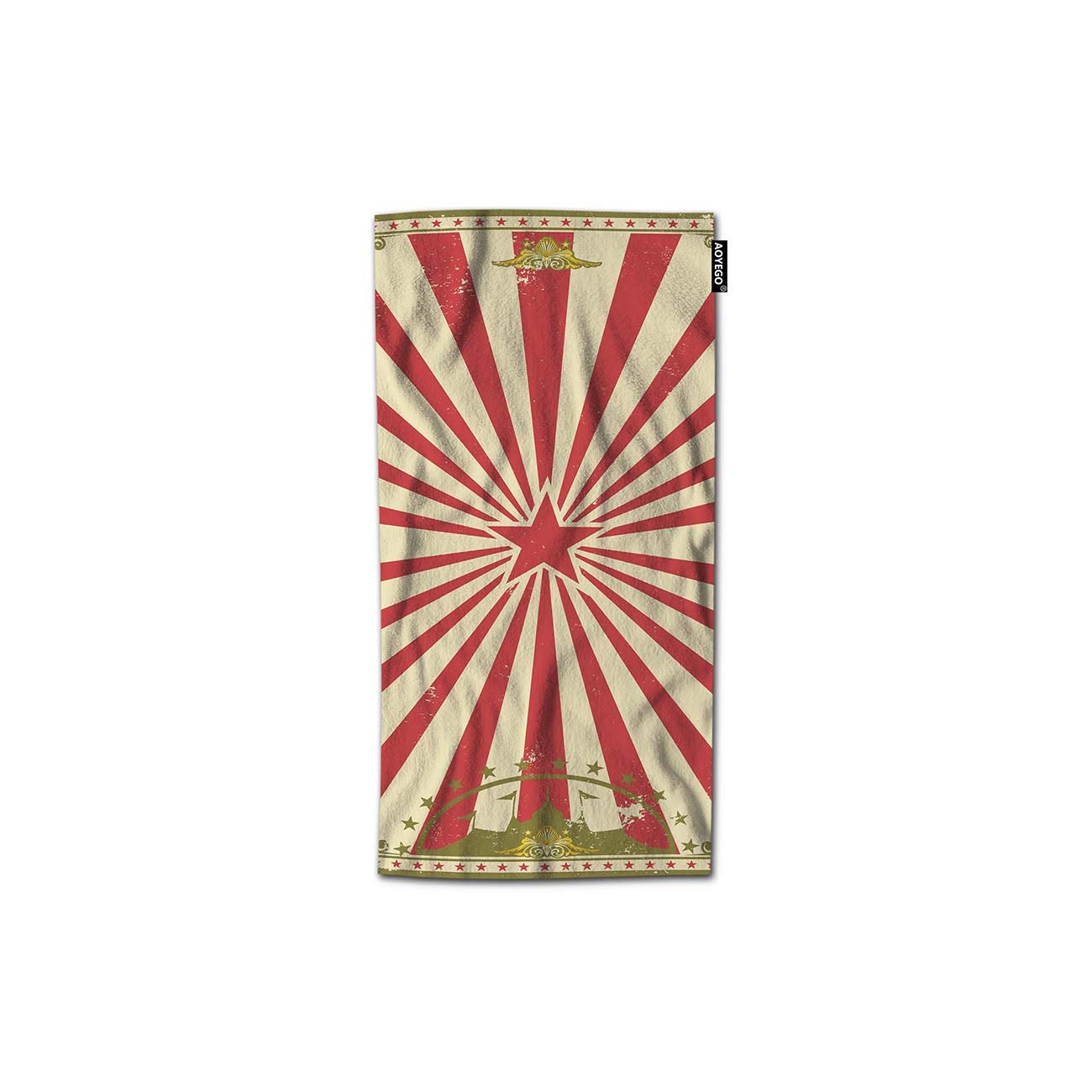 Serviette De Toilette Vintage AOYEGO - Motif Cirque - Microfibre 76x38 Cm
