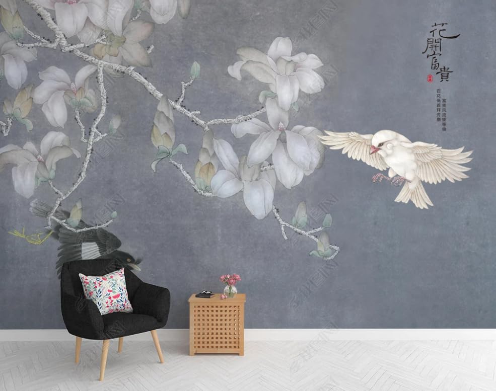 Papier peint intissé fleur de magnolia poster géant mural salon chambre décoration 300x210